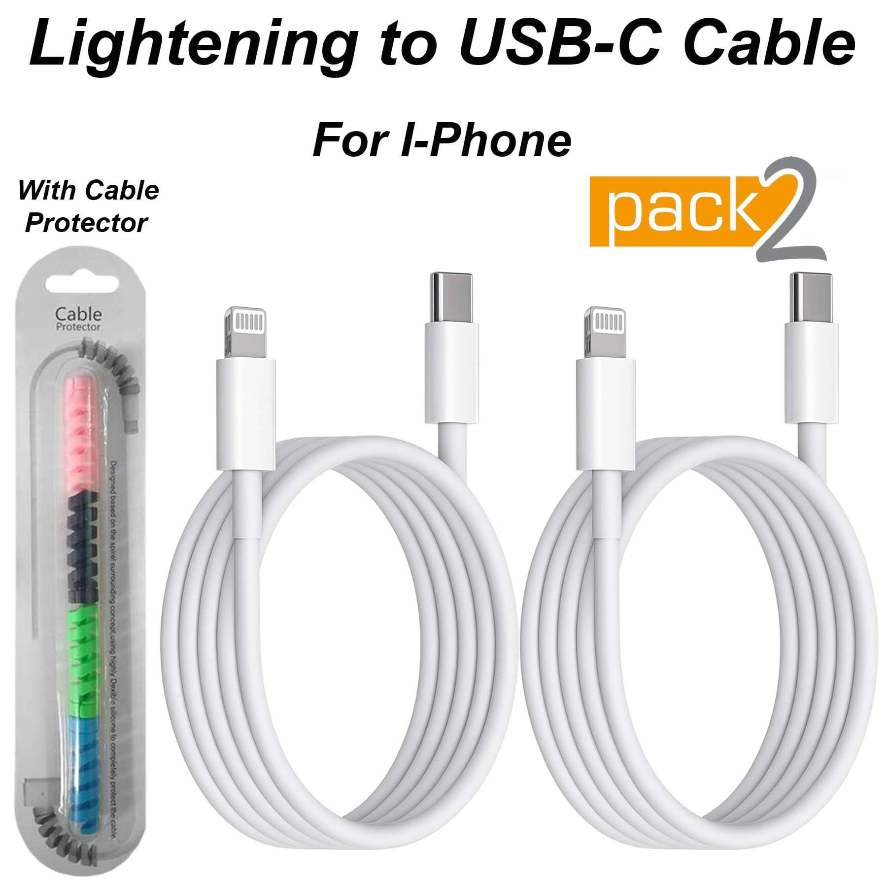     			Lightening to Type C Cable, Fast Charging Lightening Cable for I-phone and IOS Devices, 3A Lightening Cable 1 Meter - 2 Pack