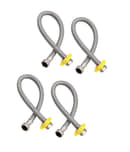 LuvBath Fitting 12-Inch Heavy Stainless Steel Connection Pipe | Silver | Leakproof Hose Pipe for Hot & Cold Mixer Faucets | Suitable for Toilet, Basin, Sink, Geyser & Flush Tanks | Pack of 4, 12 inch