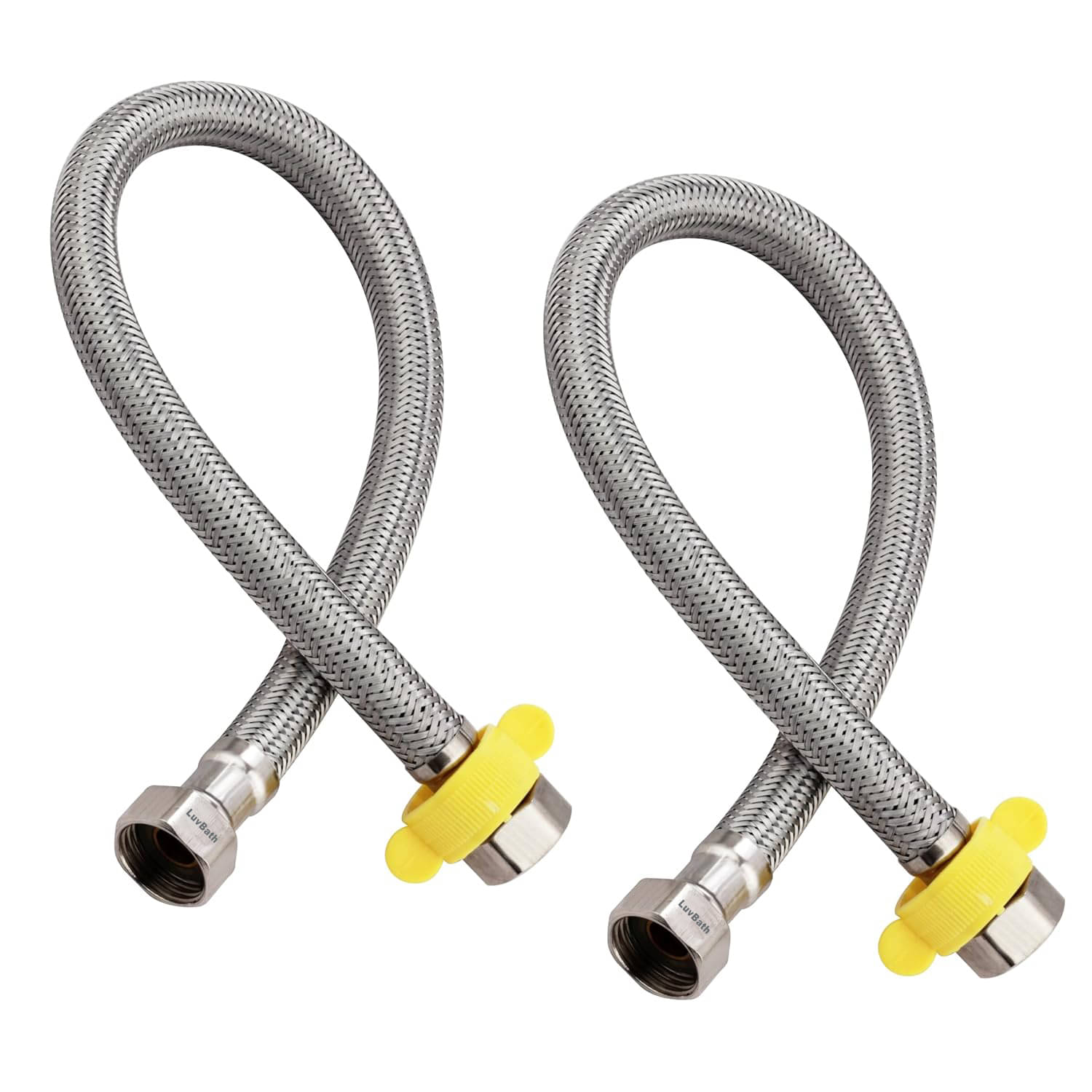    			LuvBath Fitting 30-Inch Heavy Stainless Steel Connection Pipe | Silver | Leakproof Hose Pipe for Hot & Cold Mixer Faucets | Suitable for Toilet, Basin, Sink, Geyser & Flush Tanks | Pack of 2, 30 inch