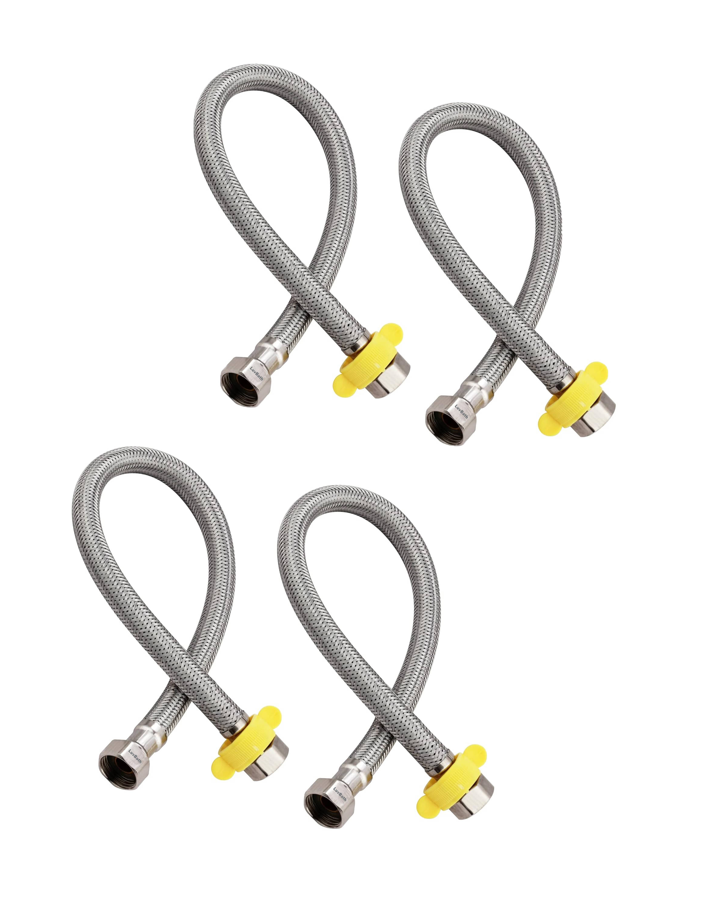     			LuvBath Fitting 48-Inch Heavy Stainless Steel Connection Pipe | Silver | Leakproof Hose Pipe for Hot & Cold Mixer Faucets | Suitable for Toilet, Basin, Sink, Geyser & Flush Tanks | Pack of 4, 48 inch