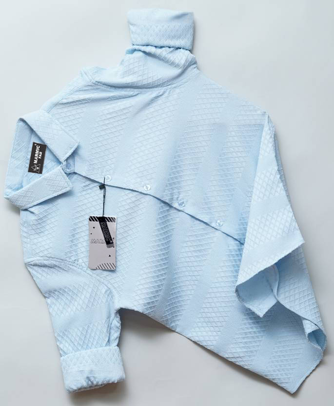 MARMIC FAB Poly Cotton Slim Fit Self Design Full Sleeves Men's Casual Shirt - Light Blue ( Pack of 1 )     			MARMIC FAB Poly Cotton Slim Fit Self Design Full Sleeves Men's Casual Shirt - Light Blue ( Pack of 1 )