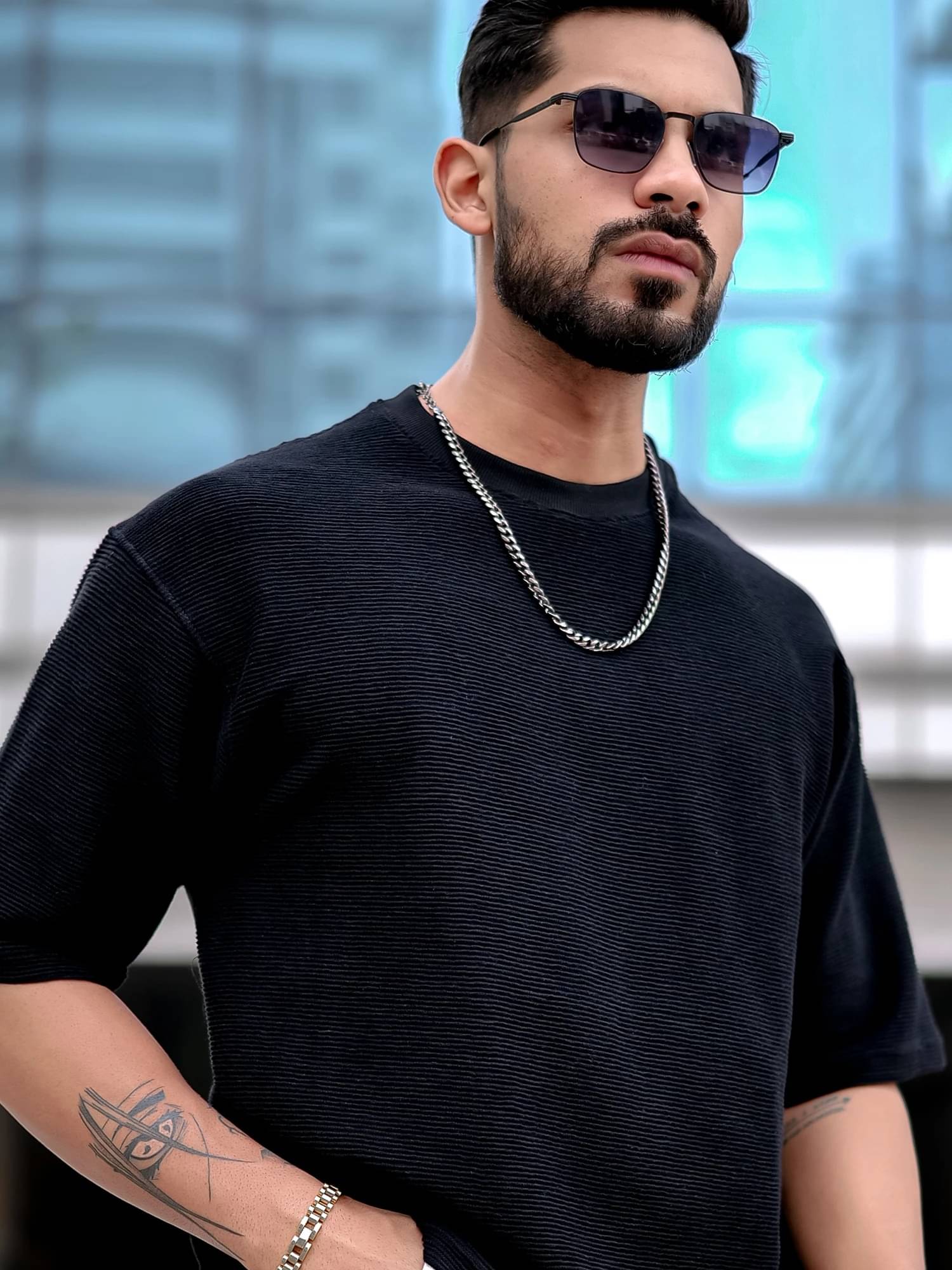     			Maniac Men 100% Cotton Oversized Fit Solid T-Shirt ( Black )