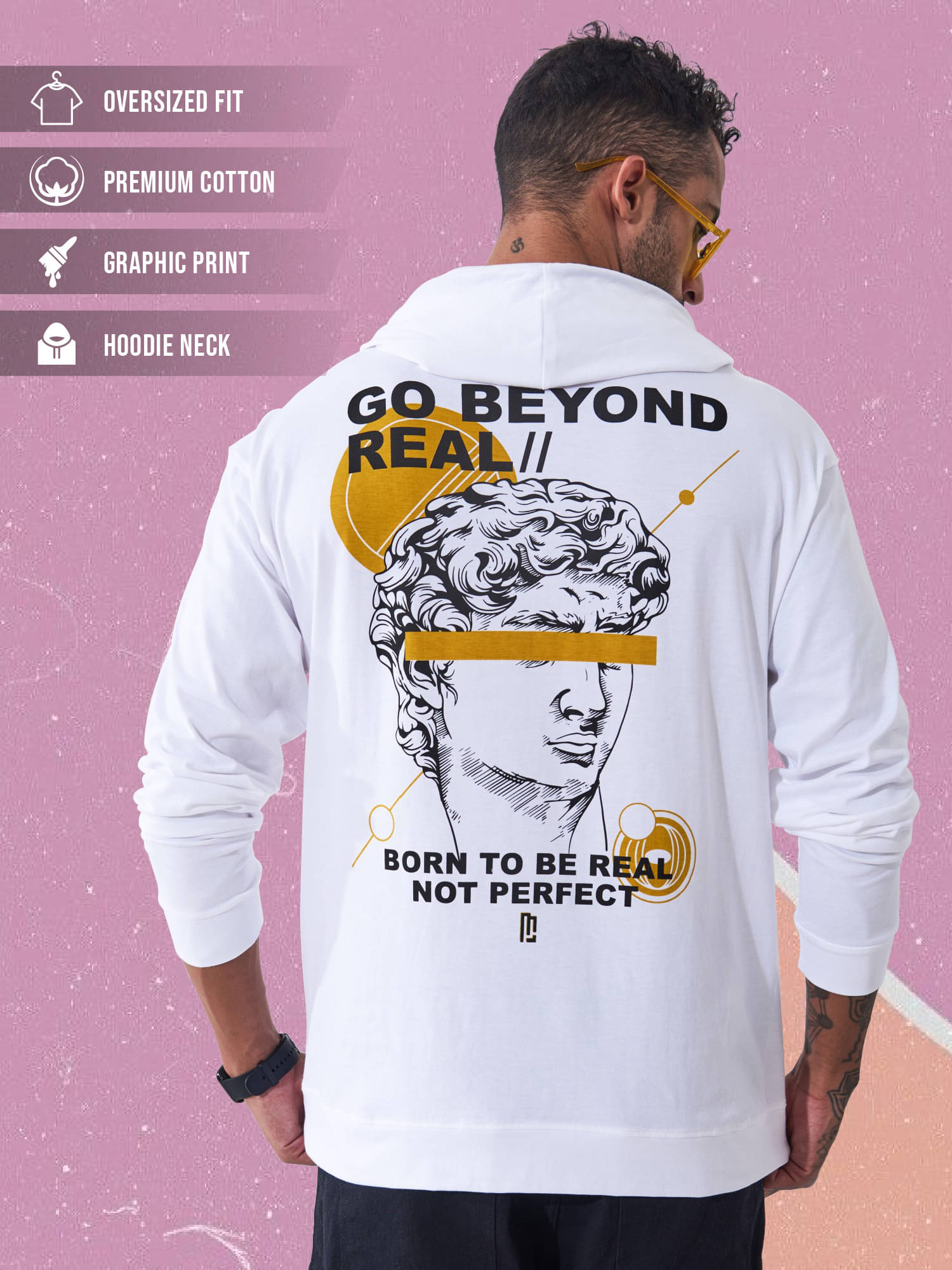     			Maniac Men 100% Cotton Oversized Fit Printed T-Shirt ( White )