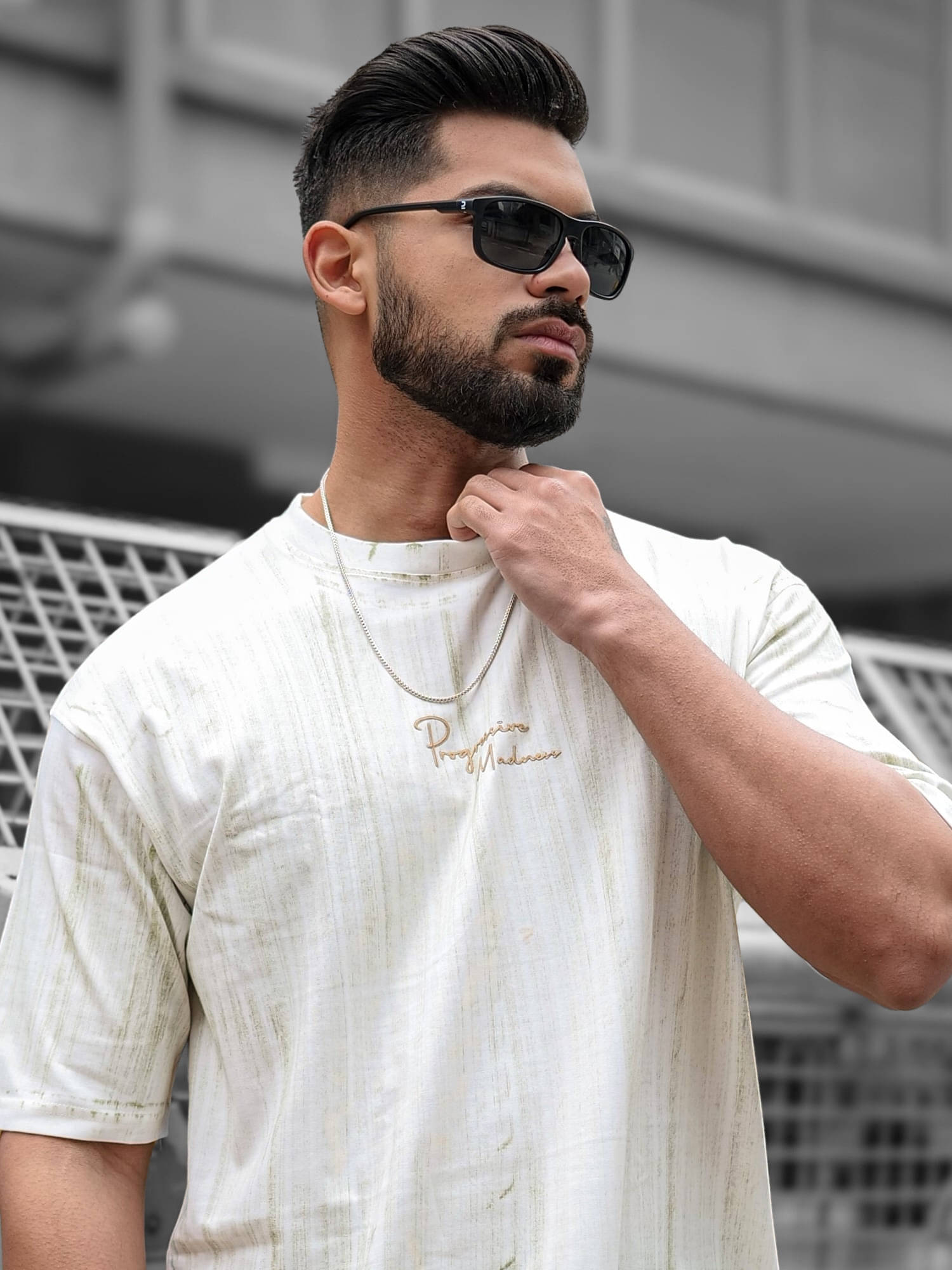 Maniac Men 100% Cotton Oversized Fit Printed T-Shirt ( White ) Maniac Men 100% Cotton Oversized Fit Printed T-Shirt ( White )