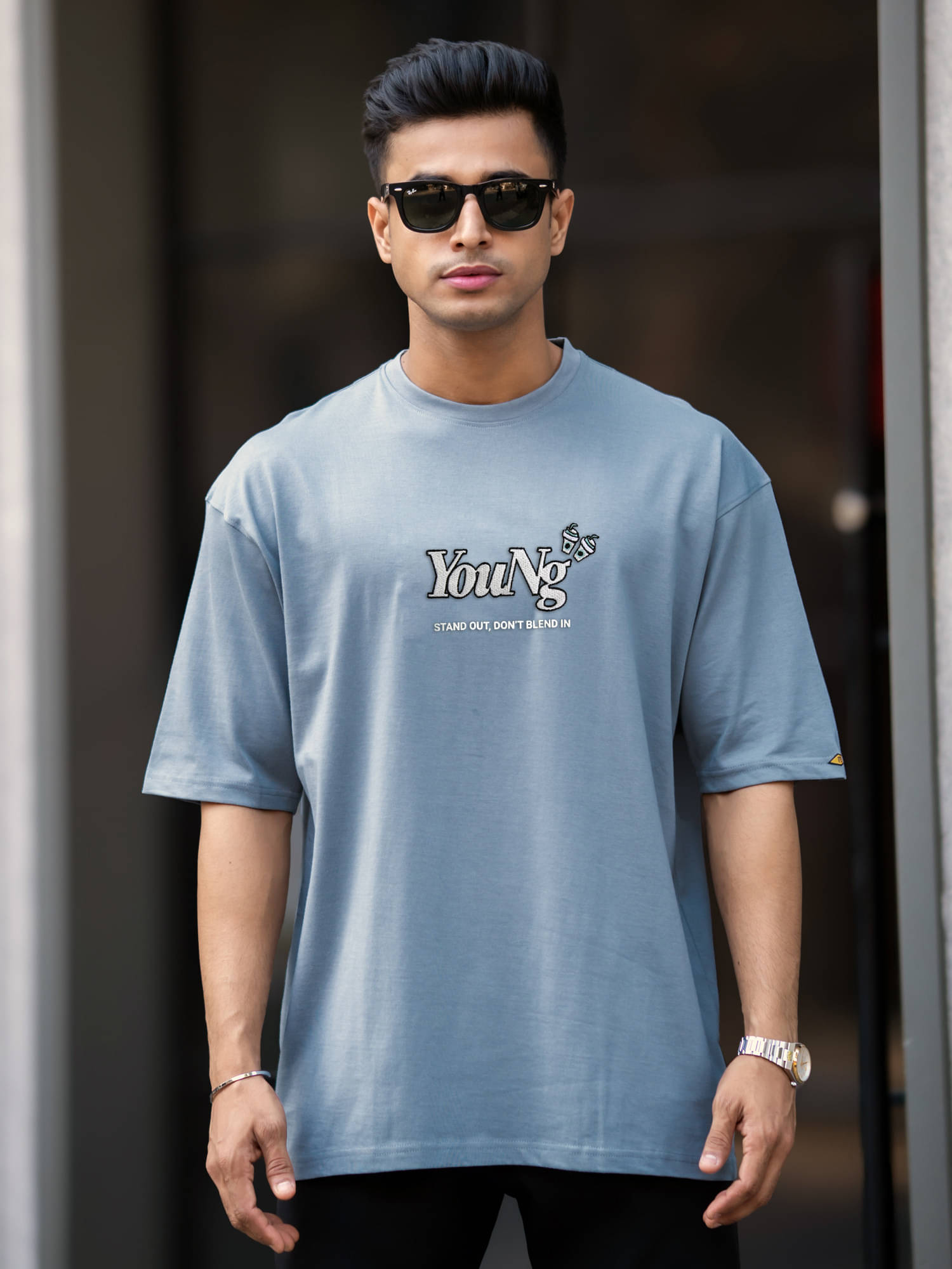 Maniac Men 100% Cotton Oversized Fit Printed T-Shirt ( Grey ) Maniac Men 100% Cotton Oversized Fit Printed T-Shirt ( Grey )