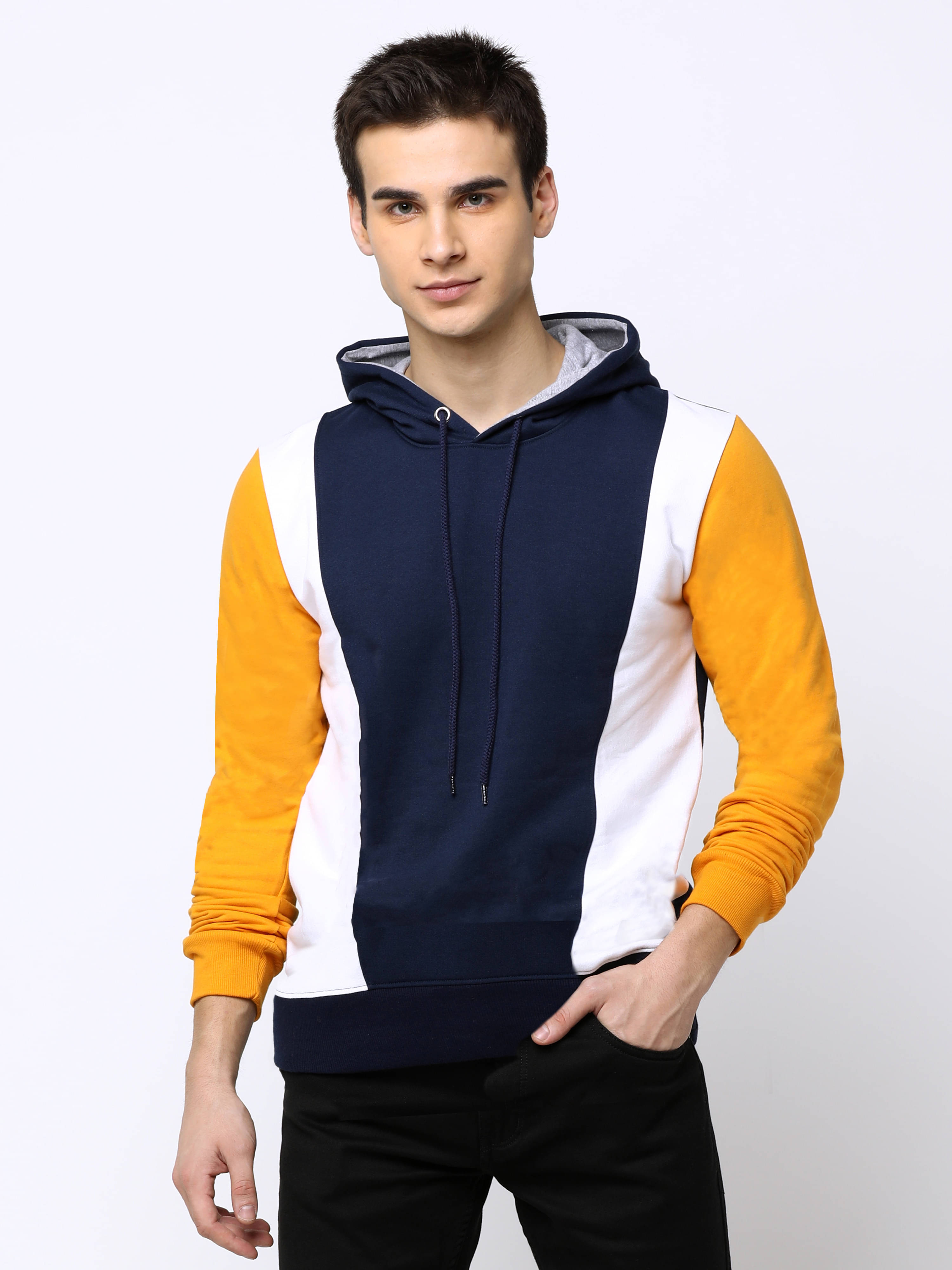     			Maniac Men 100% Cotton Oversized Fit Colorblock T-Shirt ( Blue )