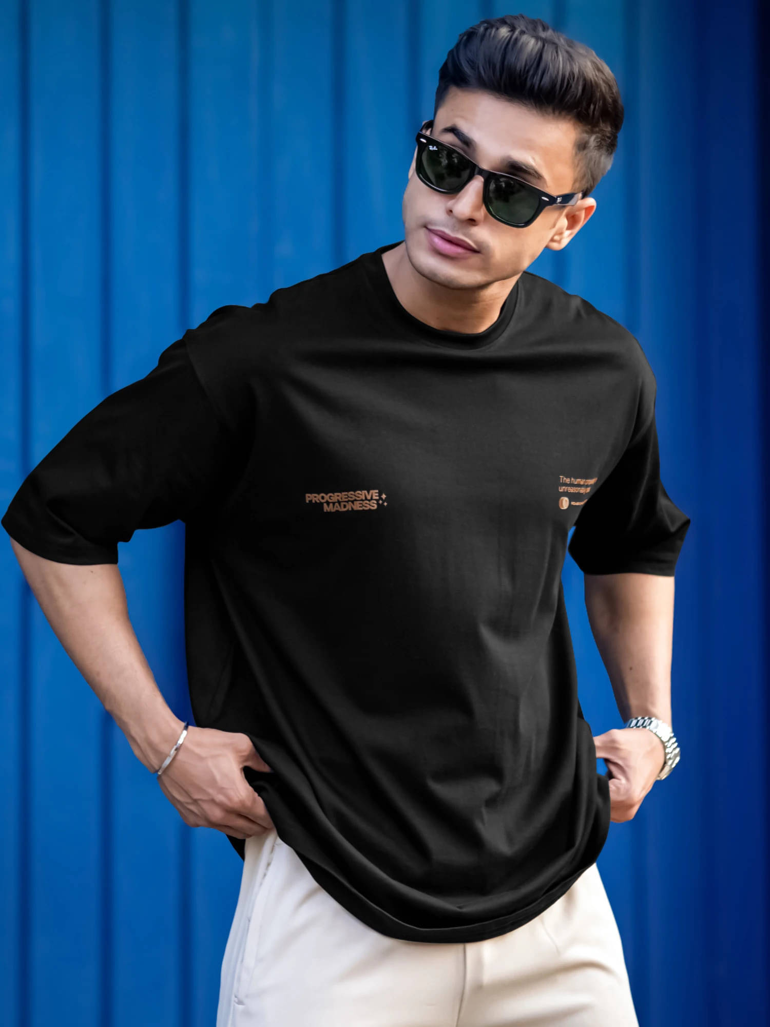 Maniac Men 100% Cotton Oversized Fit Printed T-Shirt ( Black ) Maniac Men 100% Cotton Oversized Fit Printed T-Shirt ( Black )