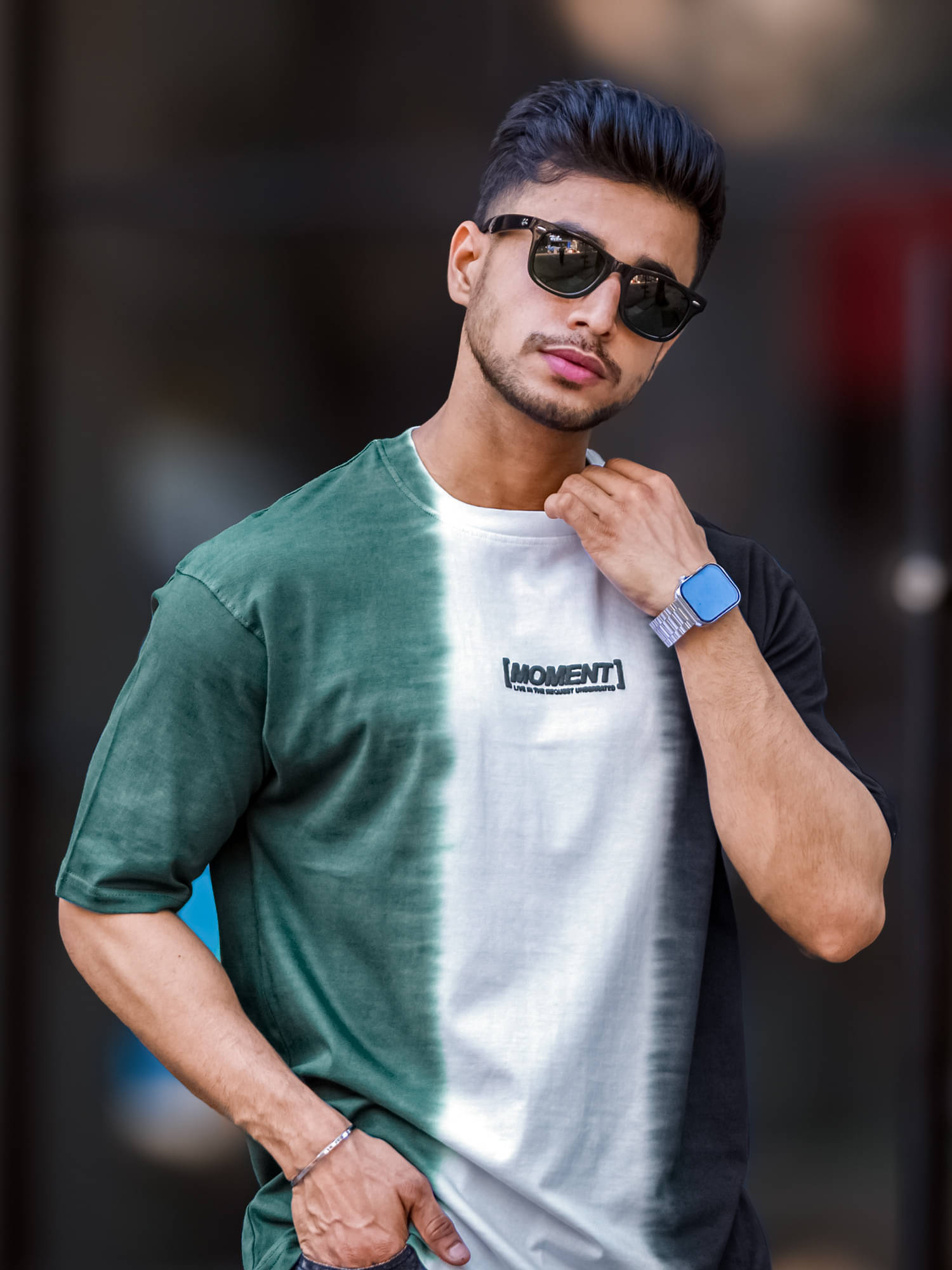    			Maniac Men 100% Cotton Oversized Fit Printed T-Shirt ( Green )