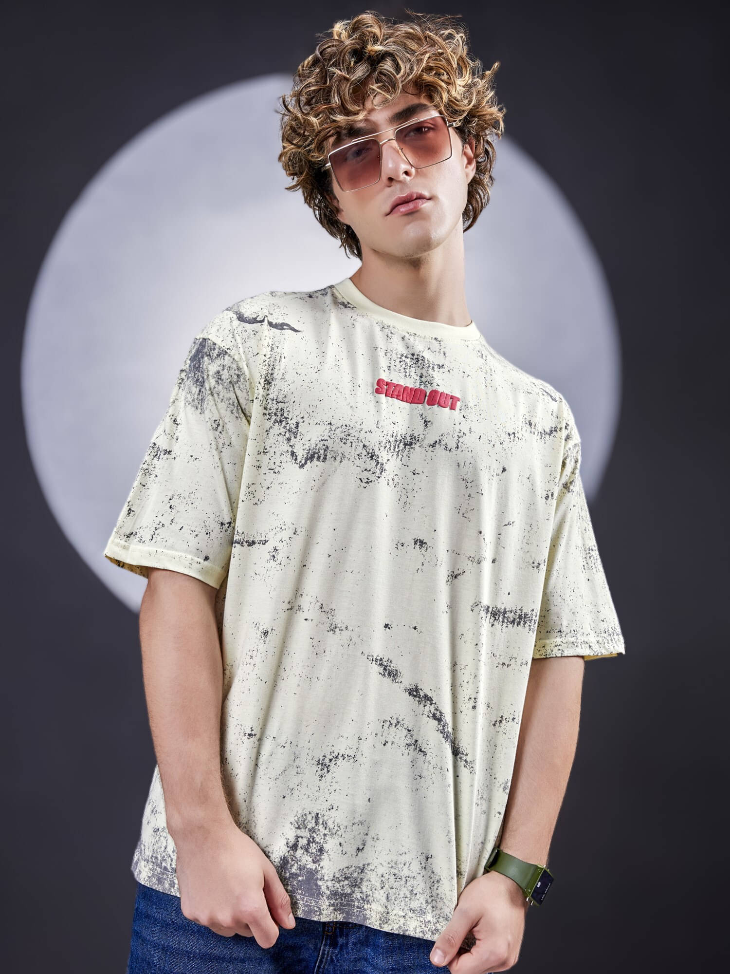     			Maniac Men 100% Cotton Oversized Fit Printed T-Shirt ( White )