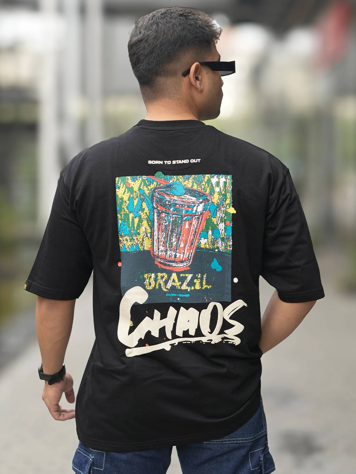     			Maniac Men 100% Cotton Oversized Fit Printed T-Shirt ( Black )