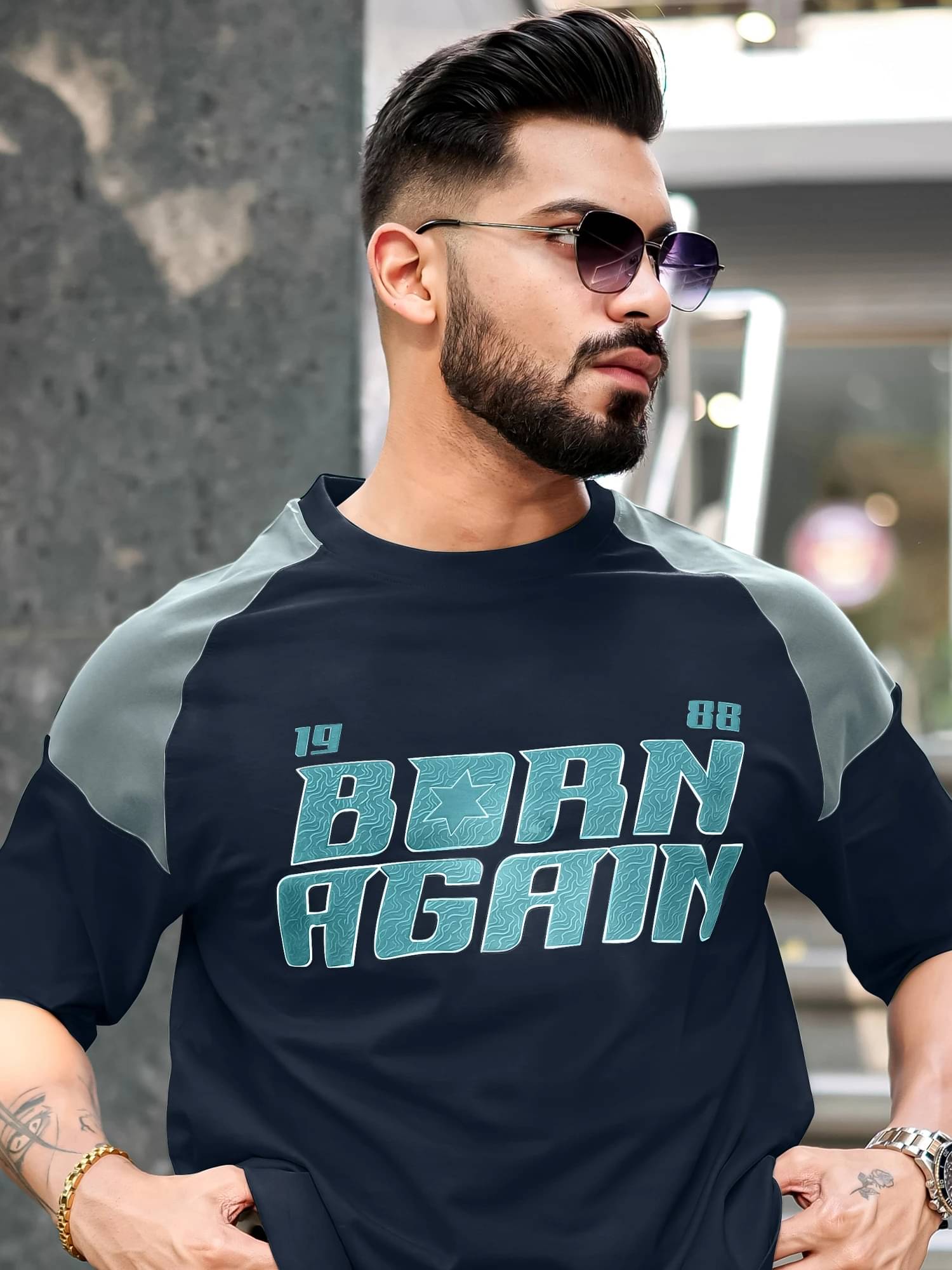 Maniac Men 100% Cotton Oversized Fit Printed T-Shirt ( Navy Blue )     			Maniac Men 100% Cotton Oversized Fit Printed T-Shirt ( Navy Blue )