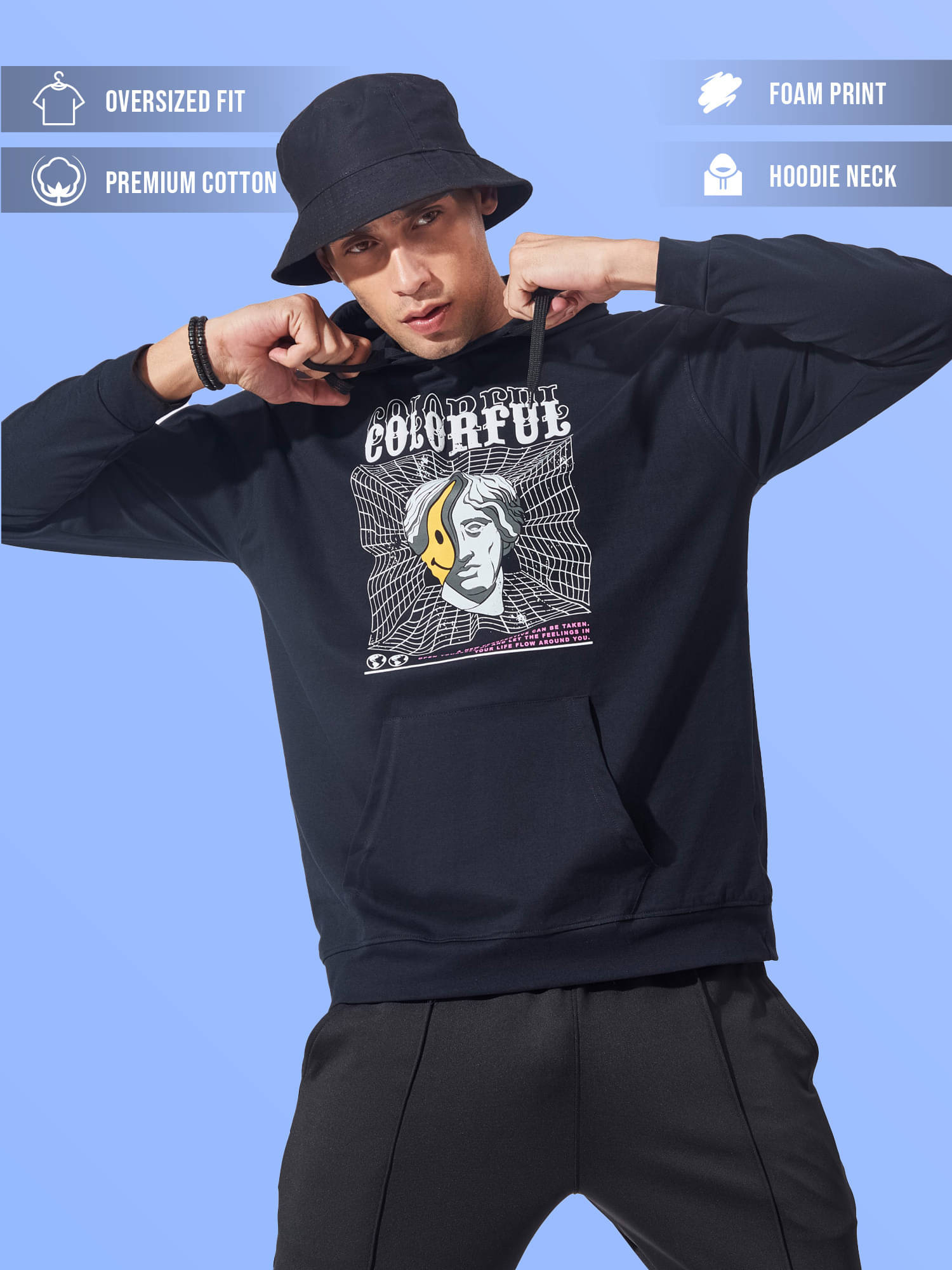 Maniac Men 100% Cotton Oversized Fit Printed T-Shirt ( Black ) Maniac Men 100% Cotton Oversized Fit Printed T-Shirt ( Black )