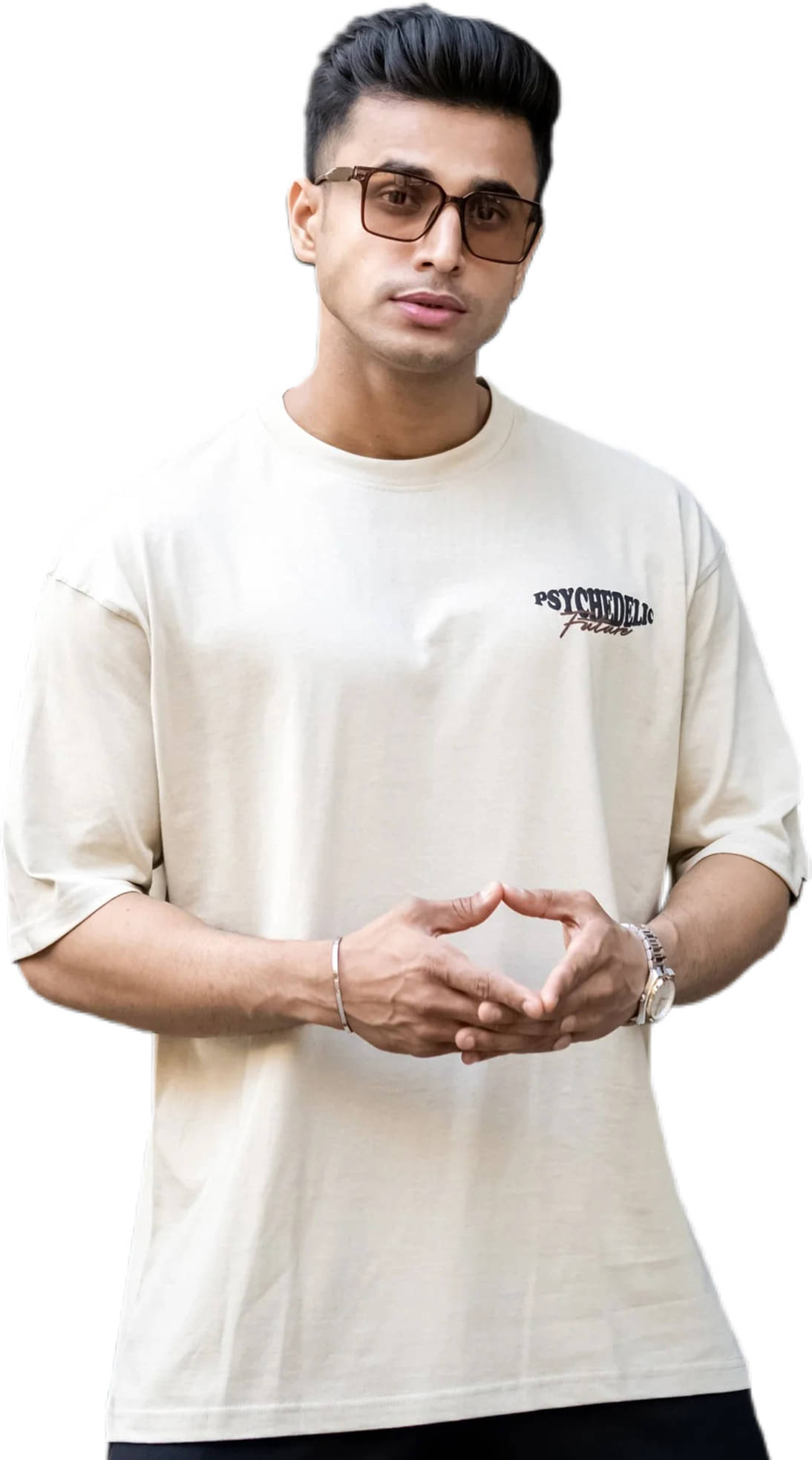 Maniac Men 100% Cotton Oversized Fit Printed T-Shirt ( Beige ) Maniac Men 100% Cotton Oversized Fit Printed T-Shirt ( Beige )