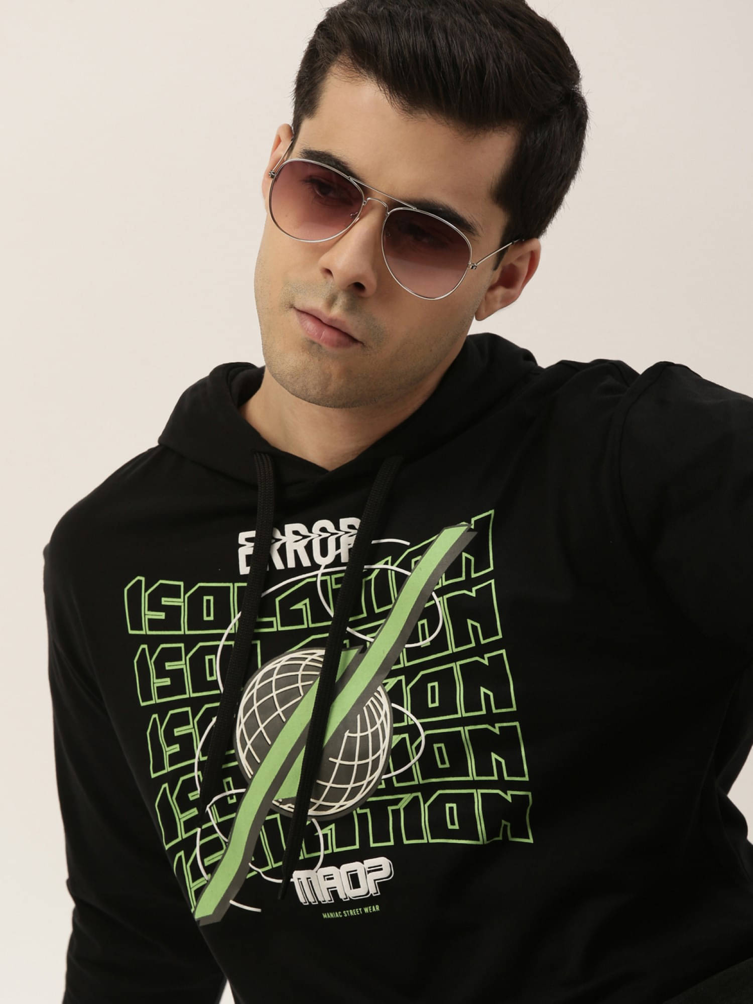     			Maniac Men 100% Cotton Oversized Fit Printed T-Shirt ( Black )