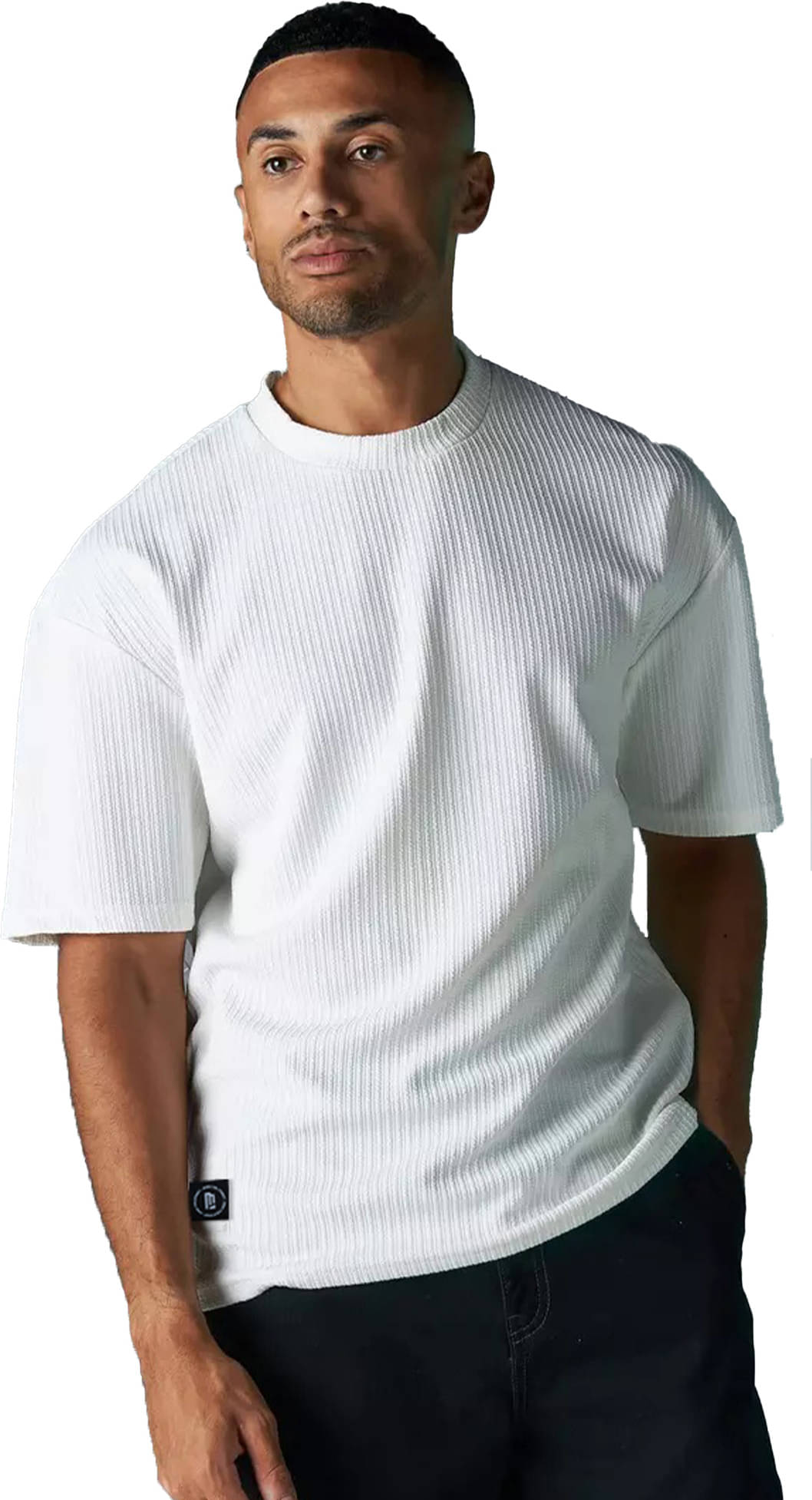     			Maniac Men 100% Cotton Oversized Fit Striped T-Shirt ( White )