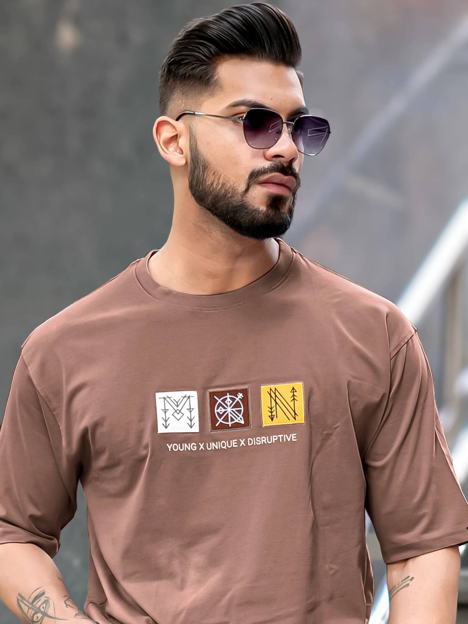     			Maniac Men 100% Cotton Oversized Fit Printed T-Shirt ( Pink )