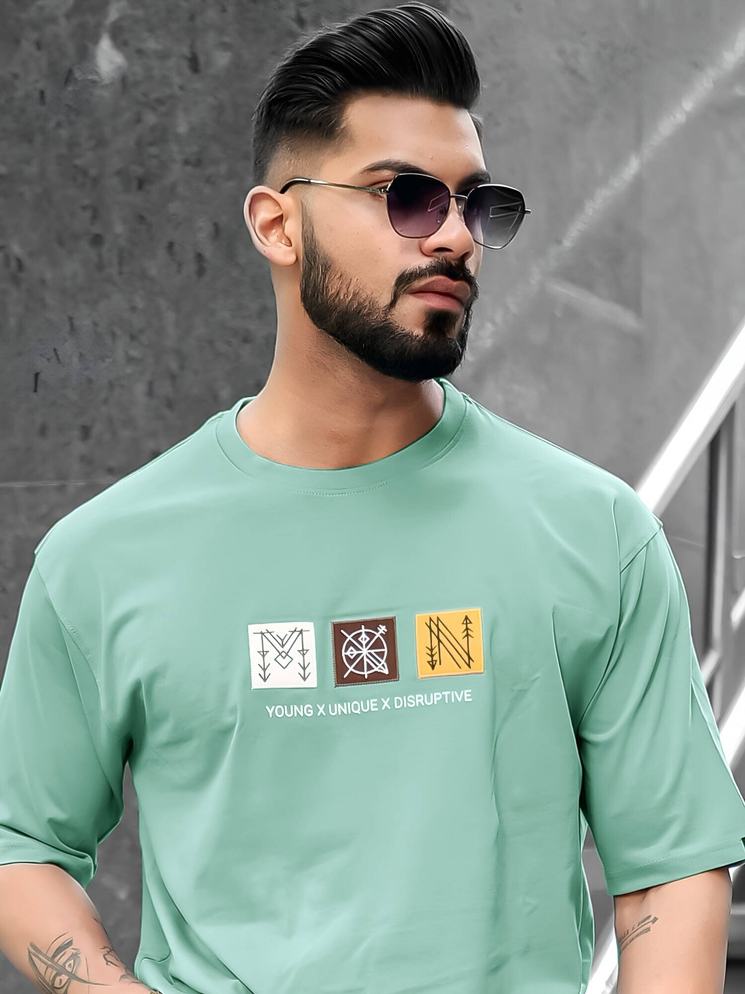 Maniac Men 100% Cotton Oversized Fit Printed T-Shirt ( Green ) Maniac Men 100% Cotton Oversized Fit Printed T-Shirt ( Green )