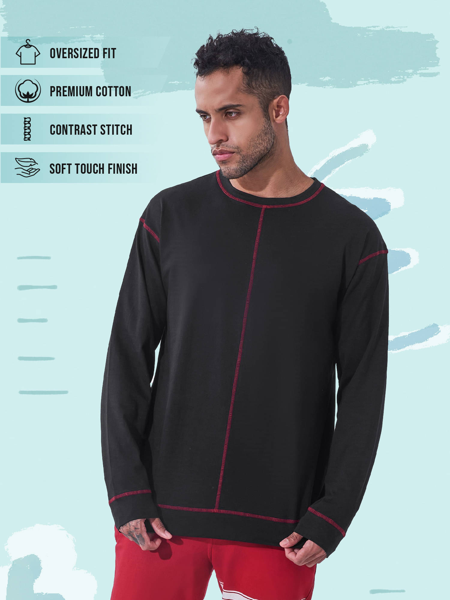     			Maniac Men 100% Cotton Oversized Fit Solid T-Shirt ( Black )