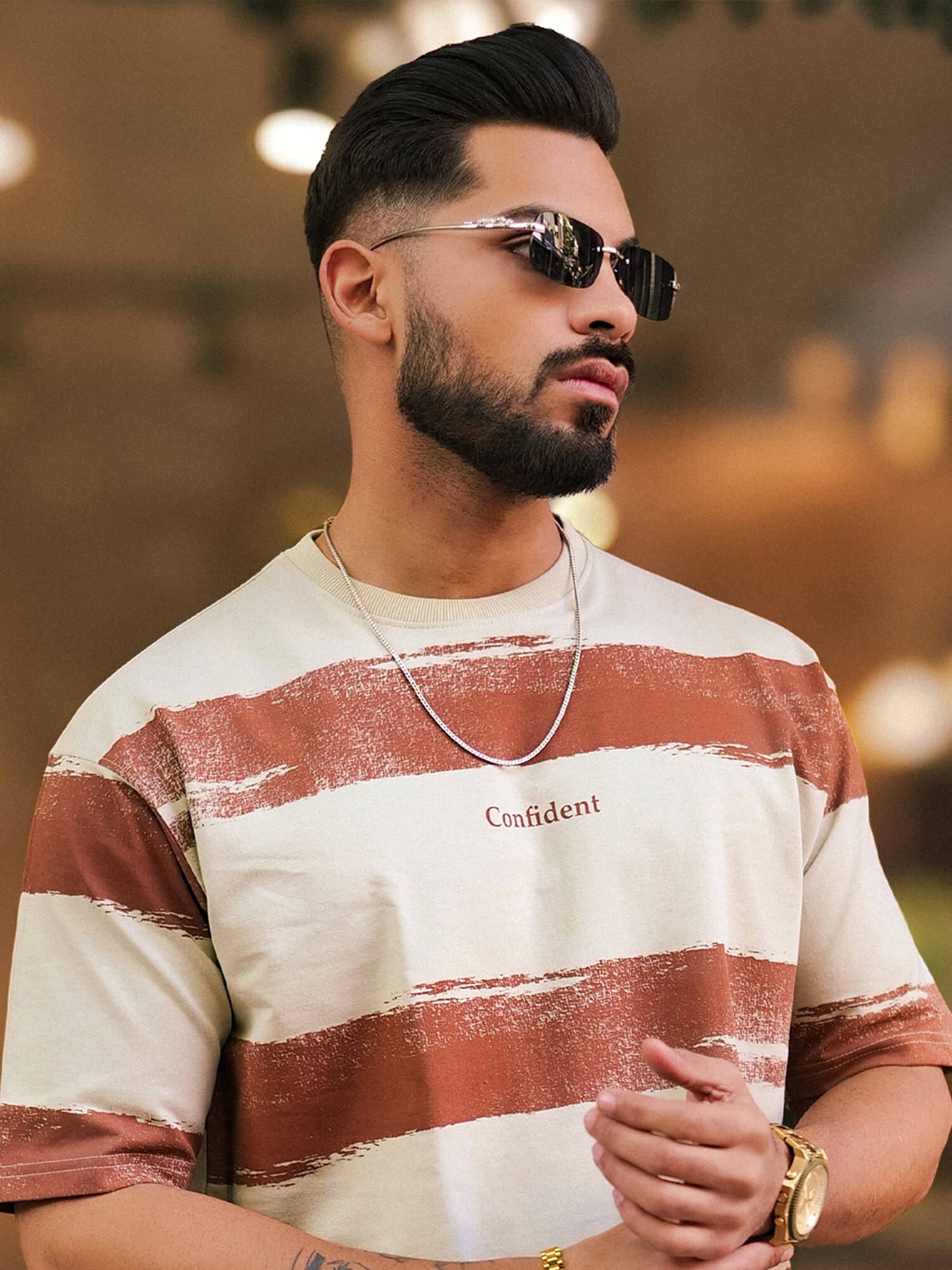 Maniac Men 100% Cotton Oversized Fit Striped T-Shirt ( Multicolor ) Maniac Men 100% Cotton Oversized Fit Striped T-Shirt ( Multicolor )