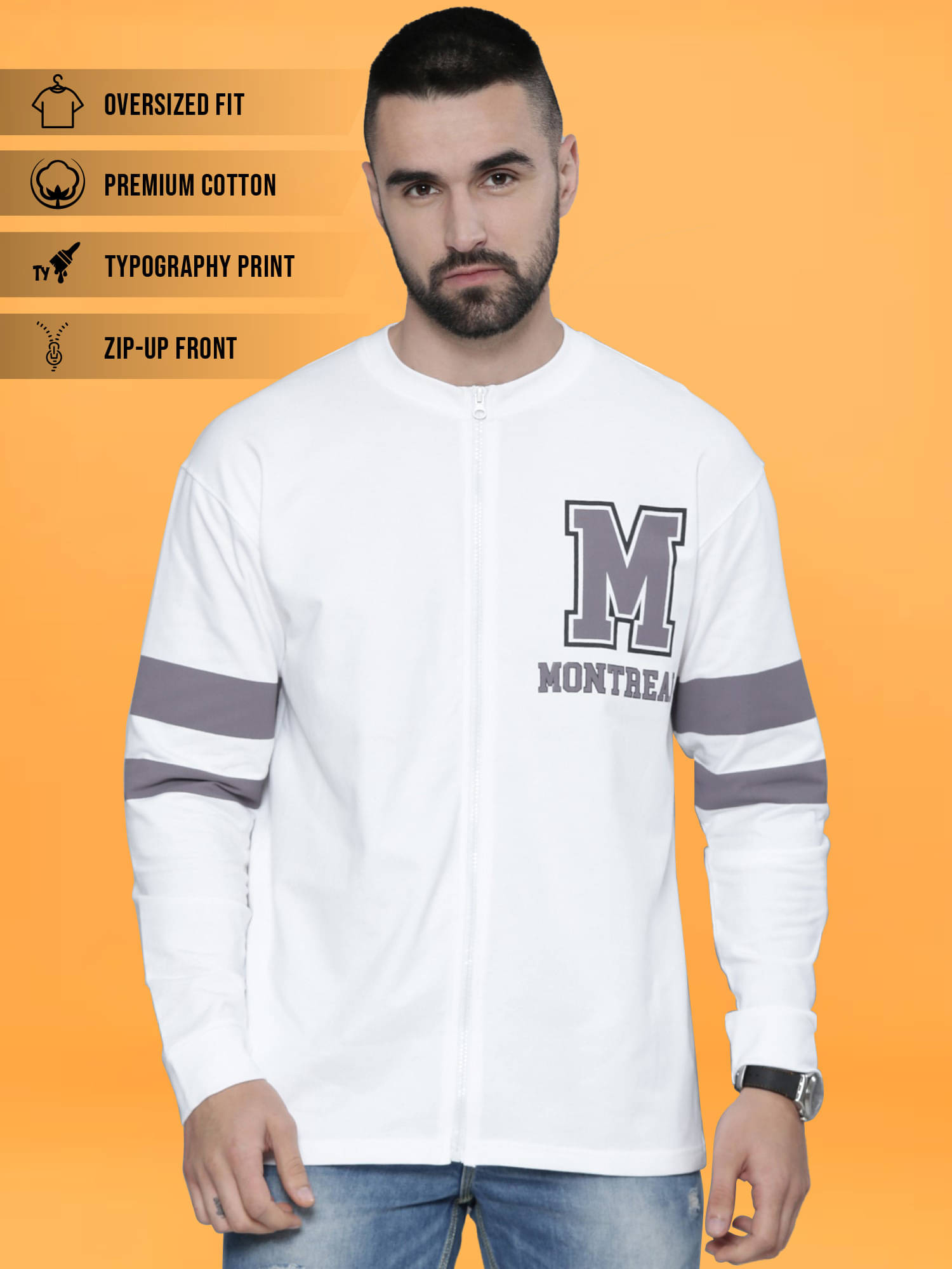     			Maniac Men 100% Cotton Oversized Fit Printed T-Shirt ( White )