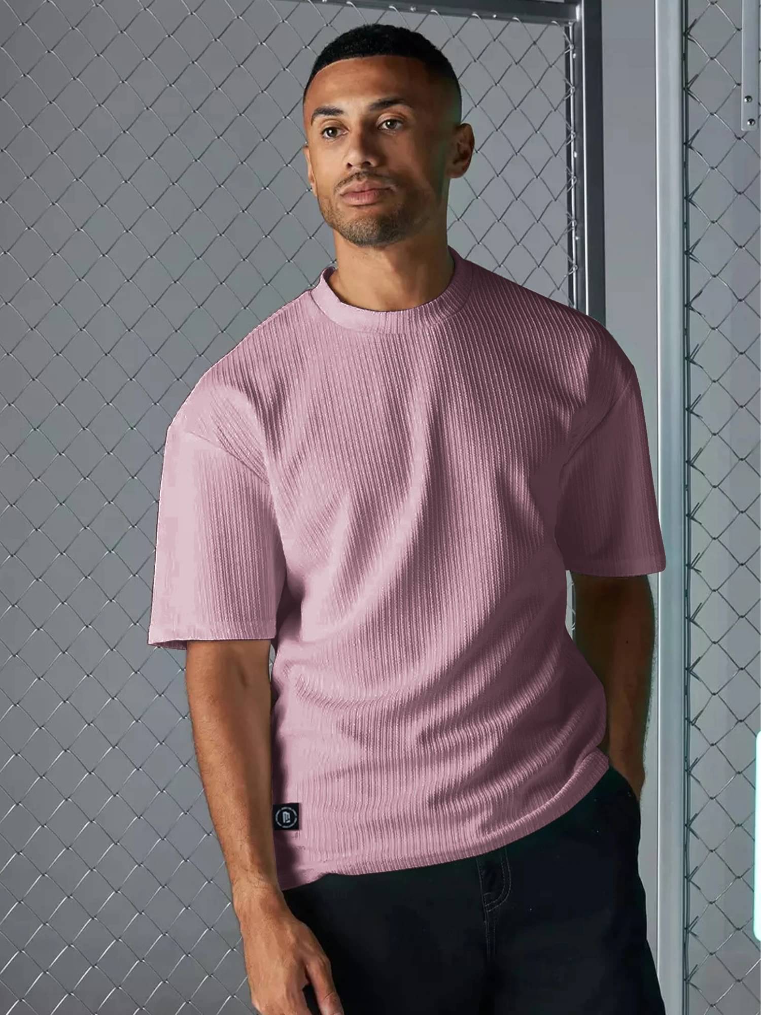 Maniac Men 100% Cotton Oversized Fit Solid T-Shirt ( Pink ) Maniac Men 100% Cotton Oversized Fit Solid T-Shirt ( Pink )