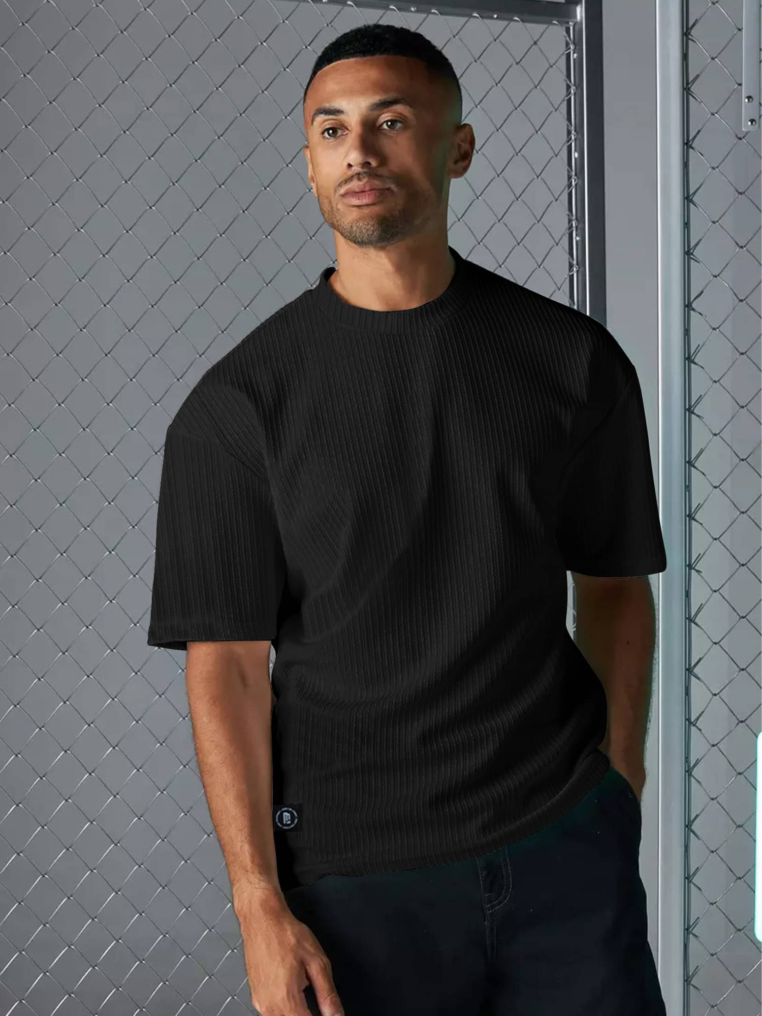 Maniac Men 100% Cotton Oversized Fit Solid T-Shirt ( Black )     			Maniac Men 100% Cotton Oversized Fit Solid T-Shirt ( Black )