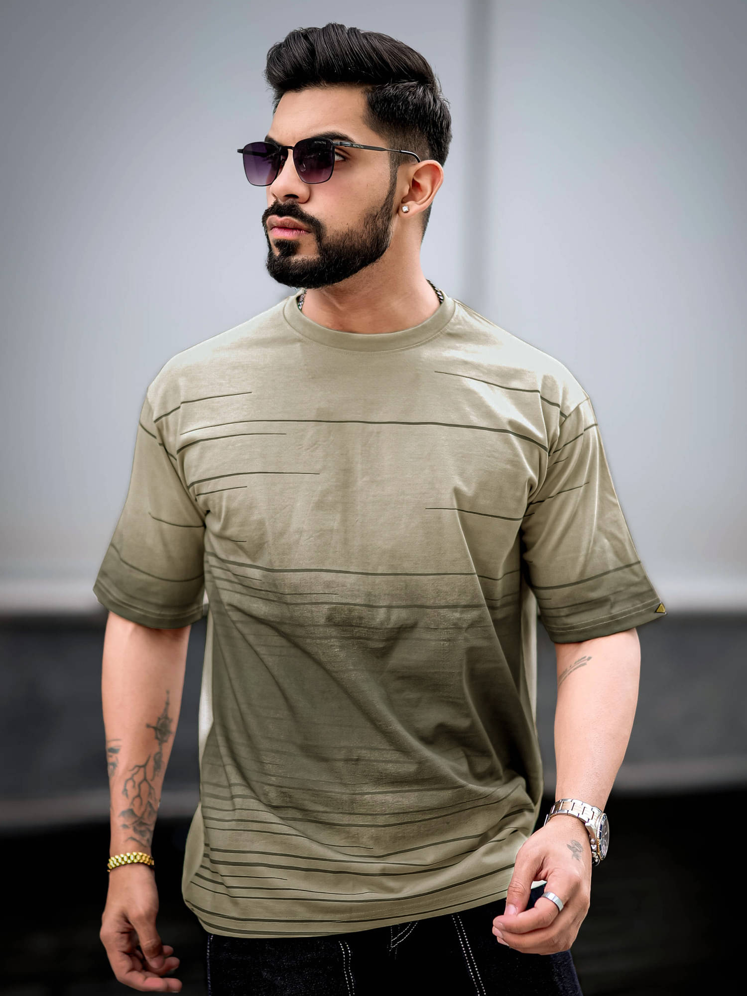     			Maniac Men 100% Cotton Oversized Fit Printed T-Shirt ( Green )