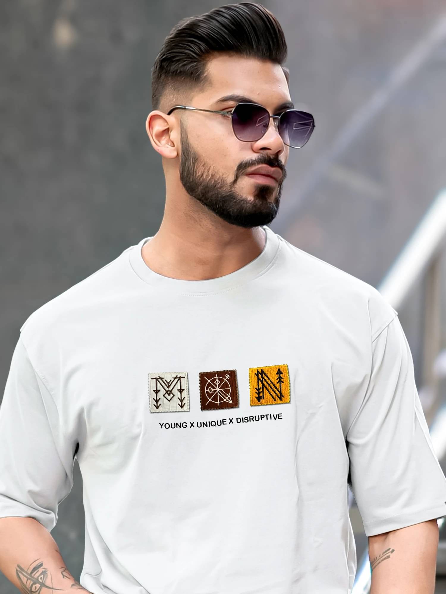     			Maniac Men 100% Cotton Oversized Fit Printed T-Shirt ( White )