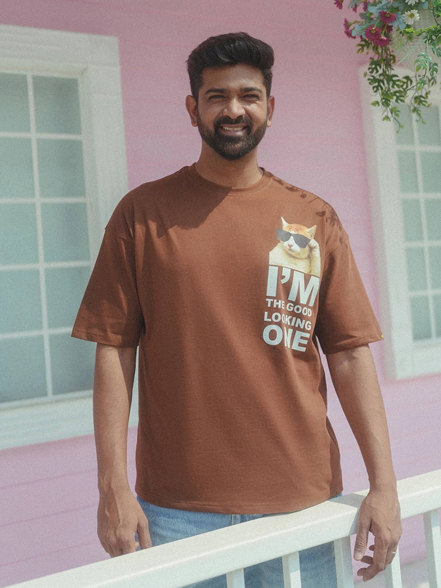 Maniac Men 100% Cotton Regular Fit Printed T-Shirt ( Brown ) Maniac Men 100% Cotton Regular Fit Printed T-Shirt ( Brown )