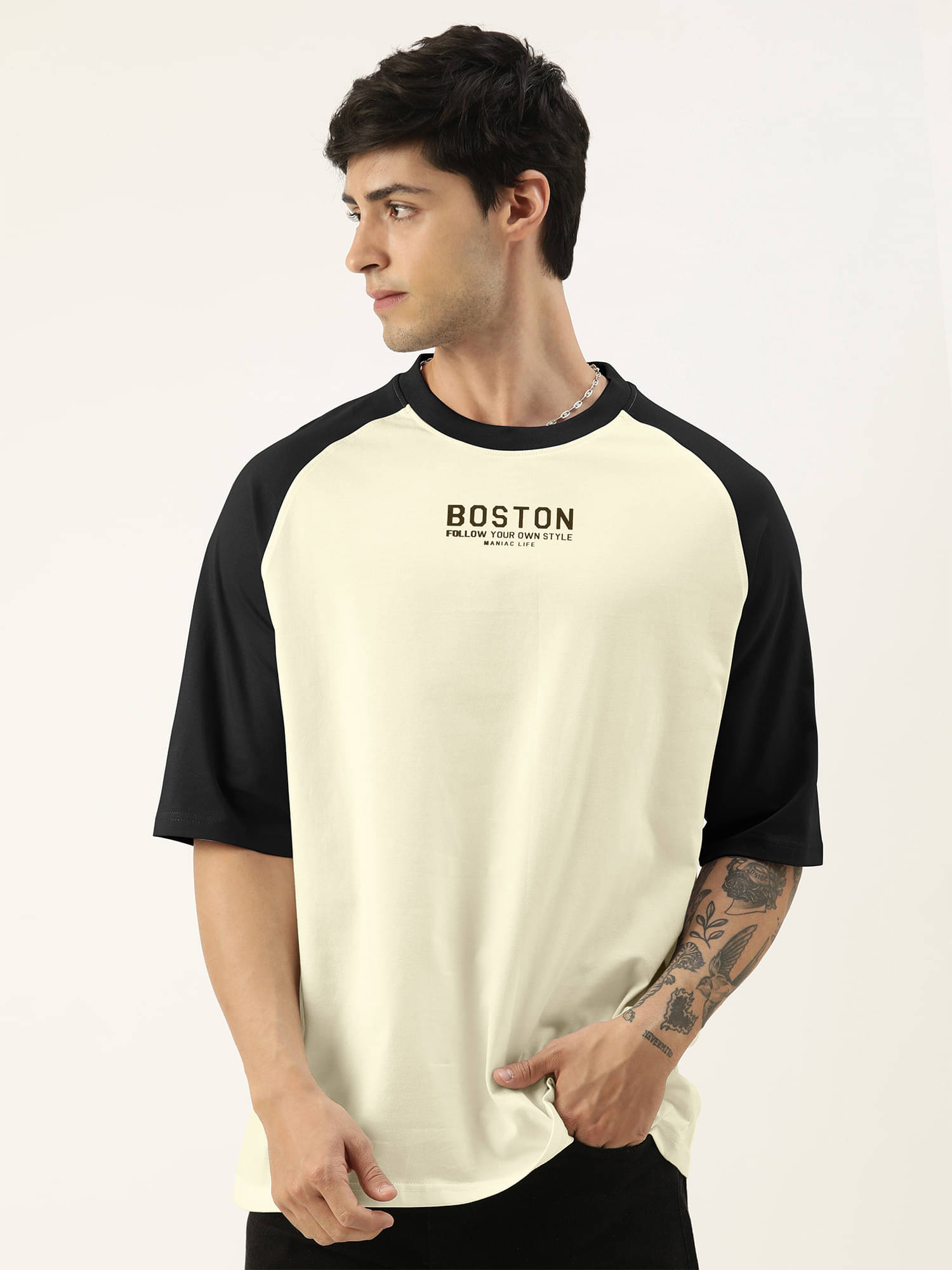     			Maniac Men 100% Cotton Relaxed Fit Printed T-Shirt ( Multicolor )