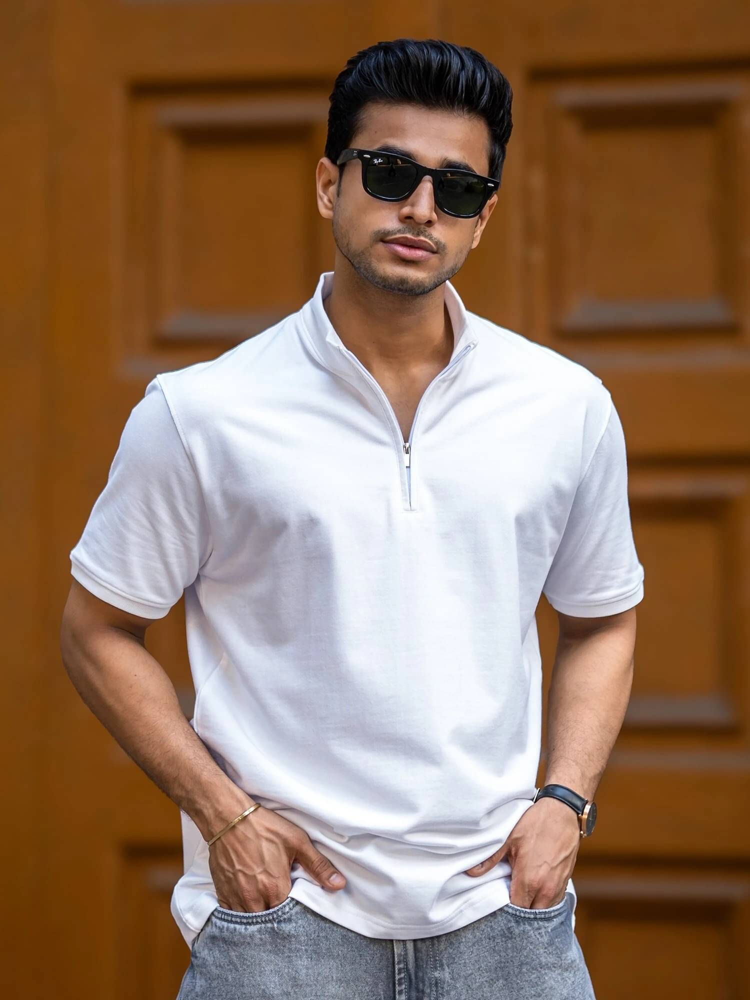     			Maniac Men 100% Cotton Slim Fit Solid T-Shirt ( White )