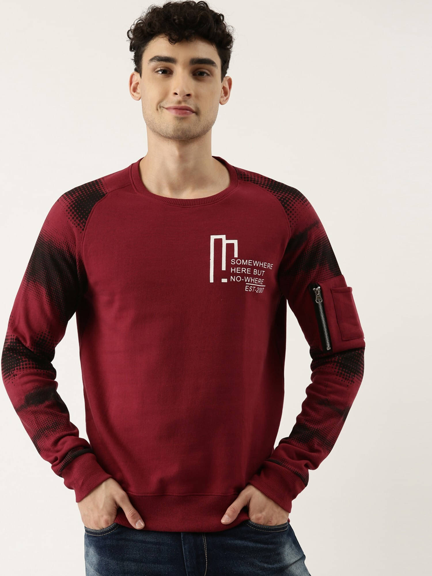     			Maniac Men 100% Cotton Slim Fit Printed T-Shirt ( Maroon )
