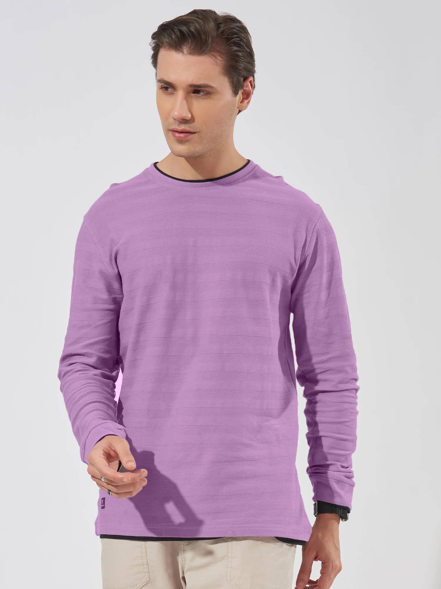 Maniac Men 100% Cotton Slim Fit Solid T-Shirt ( Purple ) Maniac Men 100% Cotton Slim Fit Solid T-Shirt ( Purple )