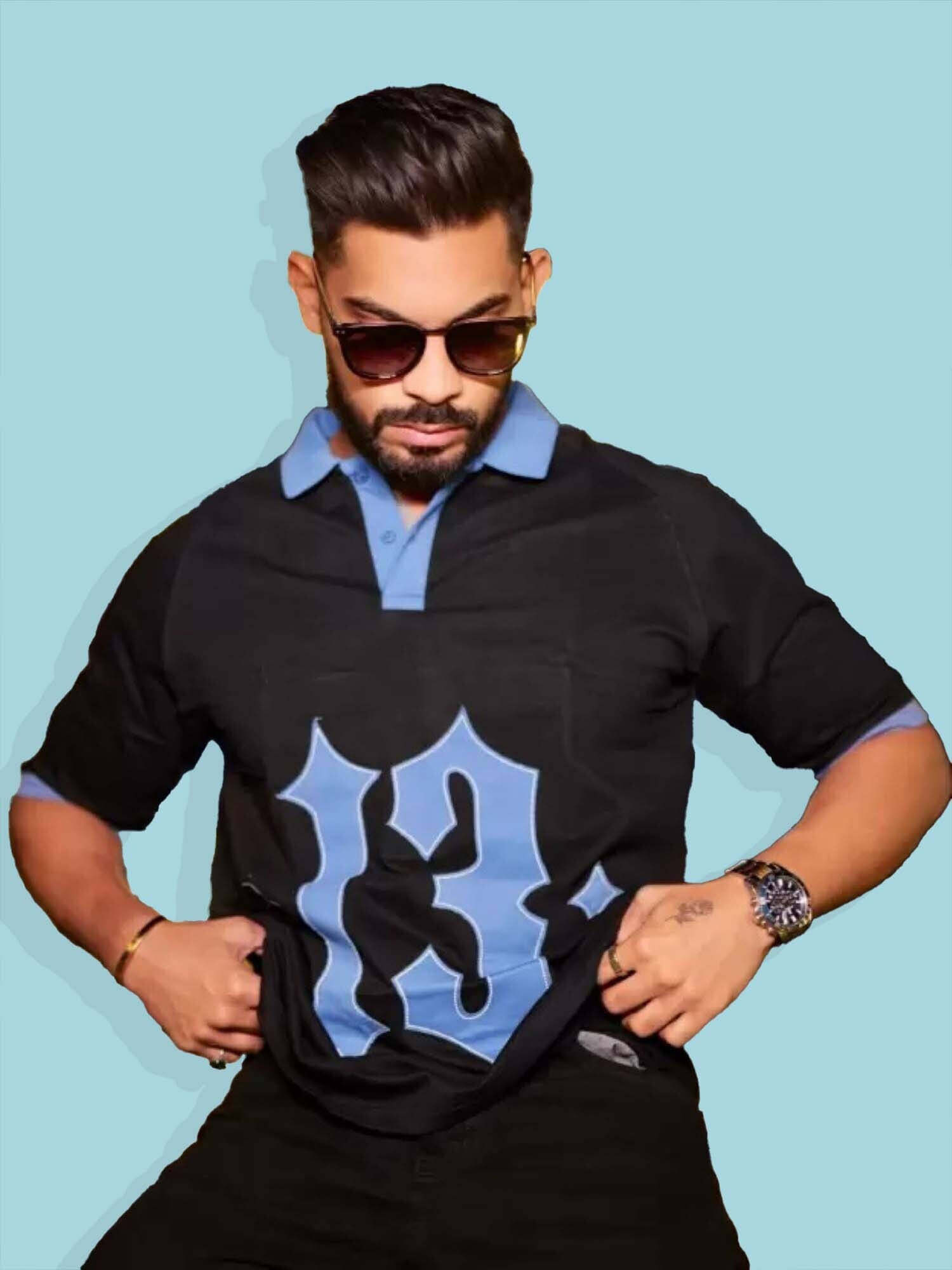Maniac Men Cotton Oversized Fit Printed Polo T Shirt ( Multicolor ) Maniac Men Cotton Oversized Fit Printed Polo T Shirt ( Multicolor )
