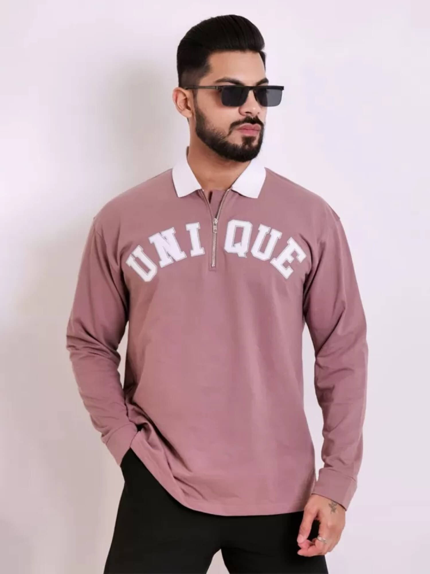 Maniac Men Cotton Oversized Fit Printed Polo T Shirt ( Brown ) Maniac Men Cotton Oversized Fit Printed Polo T Shirt ( Brown )