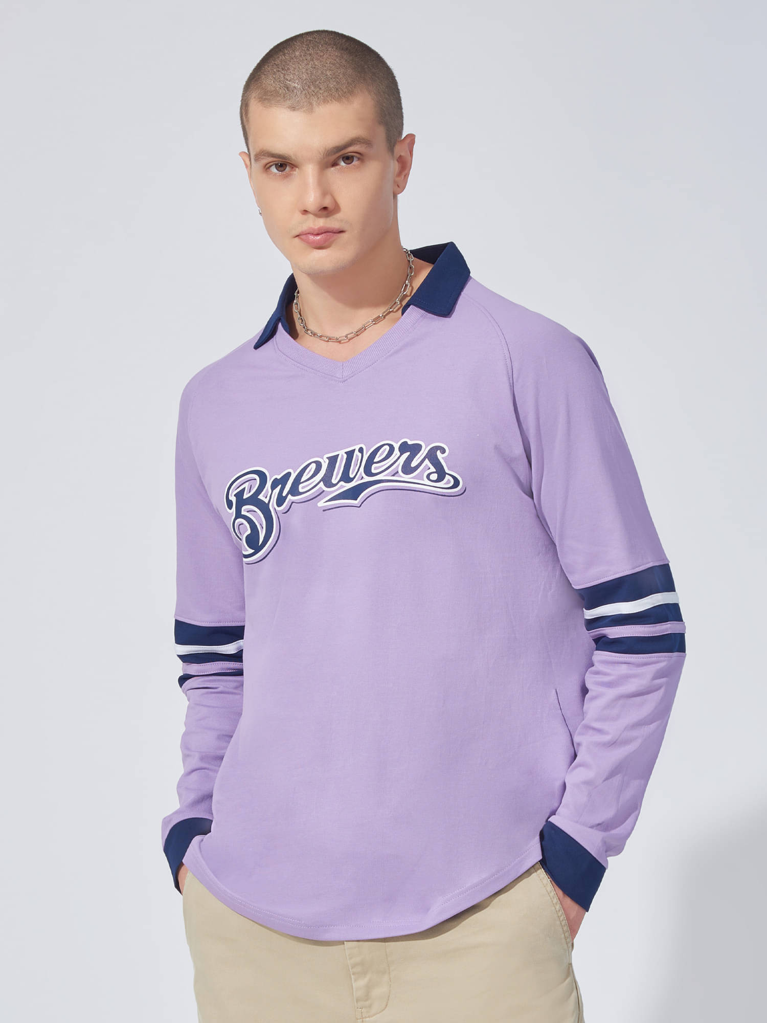 Maniac Men Cotton Oversized Fit Printed Polo T Shirt ( Purple ) Maniac Men Cotton Oversized Fit Printed Polo T Shirt ( Purple )