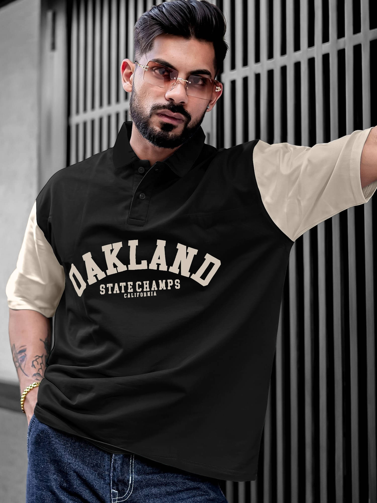 Maniac Men Cotton Oversized Fit Printed Polo T Shirt ( Multicolor ) Maniac Men Cotton Oversized Fit Printed Polo T Shirt ( Multicolor )