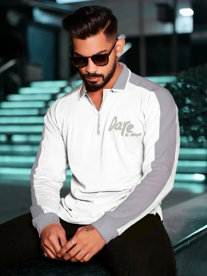 Maniac Men Cotton Oversized Fit Printed Polo T Shirt ( White ) Maniac Men Cotton Oversized Fit Printed Polo T Shirt ( White )