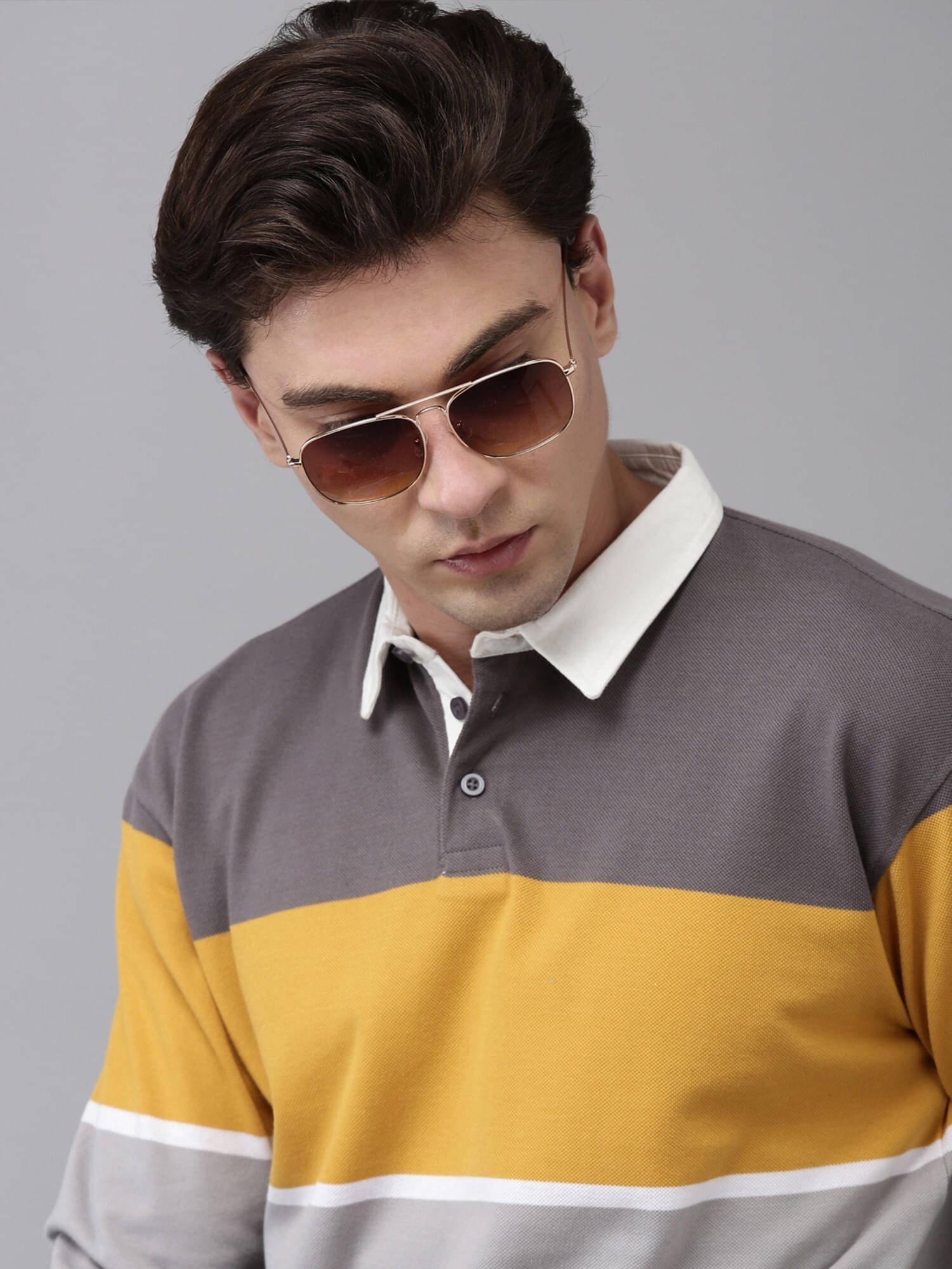 Maniac Men Cotton Regular Fit Striped Polo T Shirt ( Multicolor ) Maniac Men Cotton Regular Fit Striped Polo T Shirt ( Multicolor )