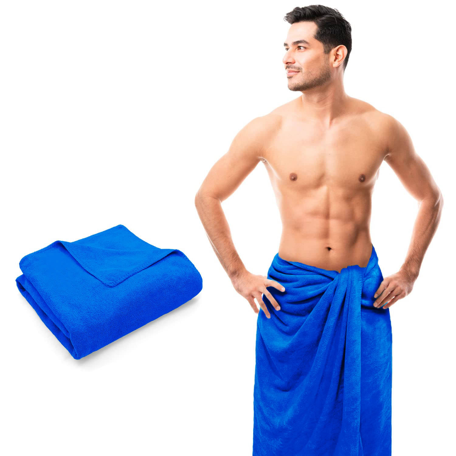     			Midastra Pack of 1 Microfibre 400 -GSM Bath Towel ( Blue )