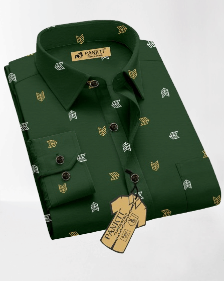    			PANKTI FASHION Cotton Blend Regular Fit Printed Full Sleeves Men's Casual Shirt - Green ( Pack of 1 )