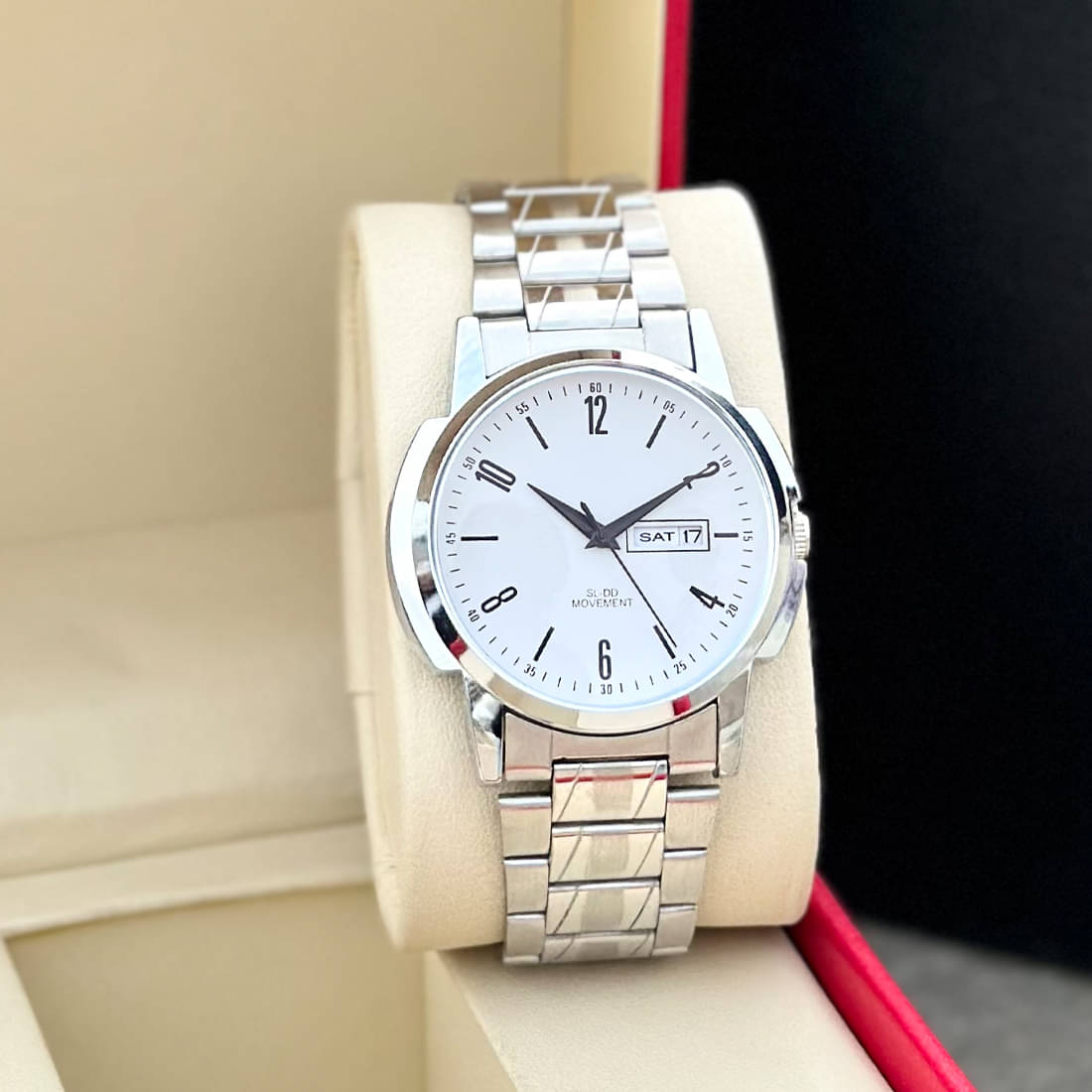     			REESKY Silver Stainless Steel Analog Men's Watch
