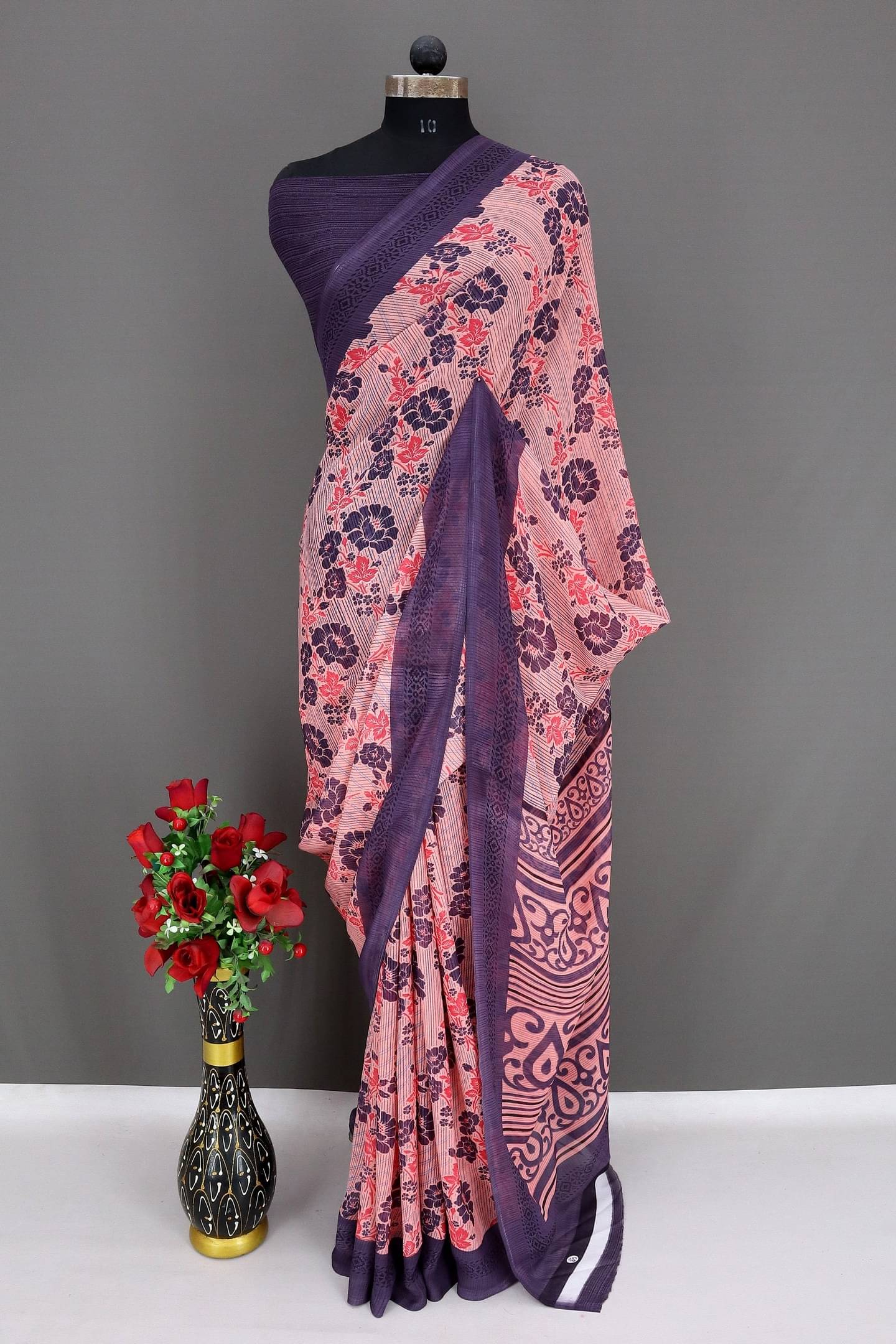     			Rekha Maniyar Georgette Printed Bandhani Sarees With Unstitched Blouse Piece ( Wine )