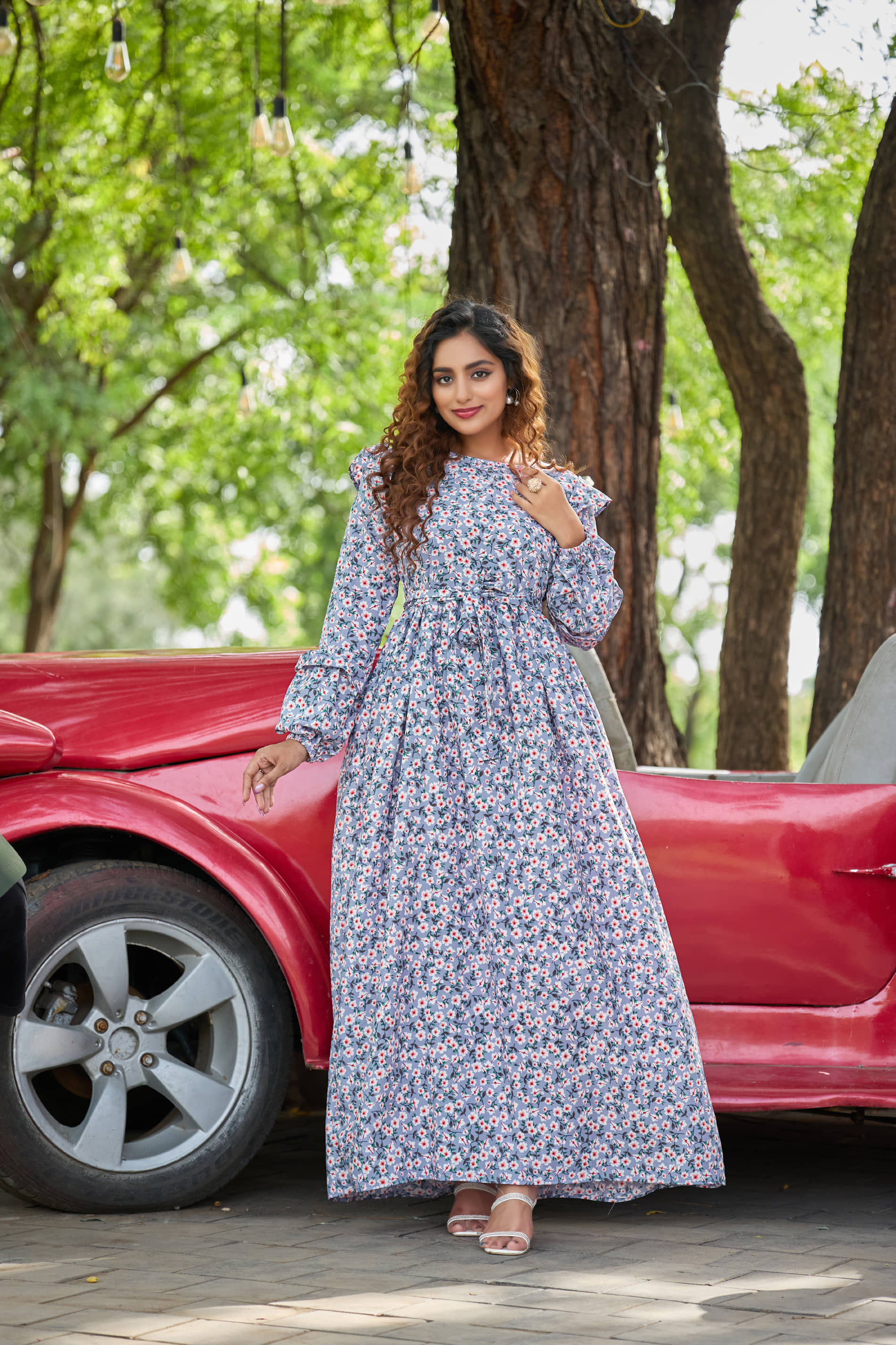 SARINKU Women Crepe Anarkali Stitched Ethnic Gown ( Multicolor )