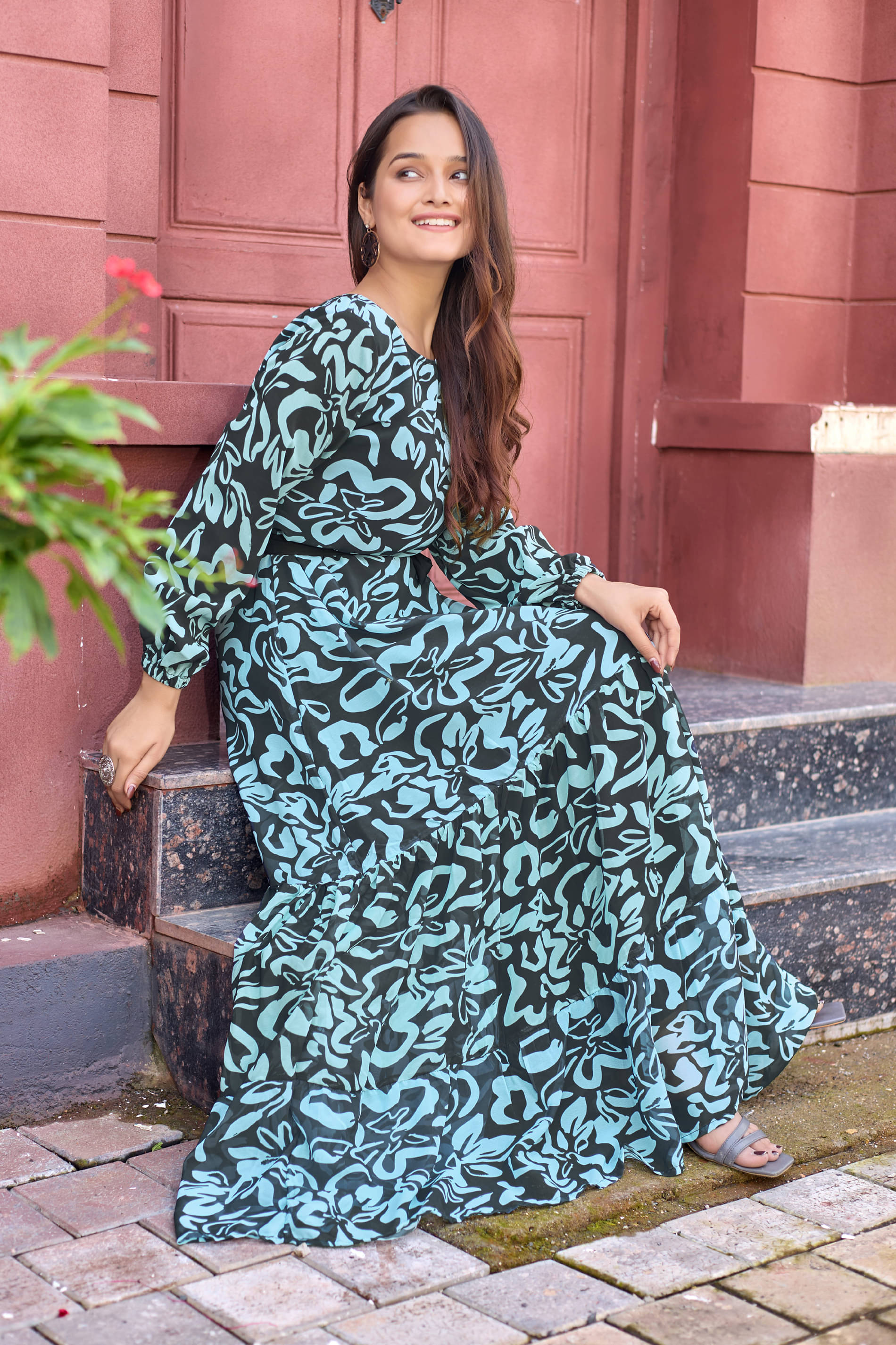 SARINKU Women Georgette Anarkali Stitched Ethnic Gown ( Black ) SARINKU Women Georgette Anarkali Stitched Ethnic Gown ( Black )