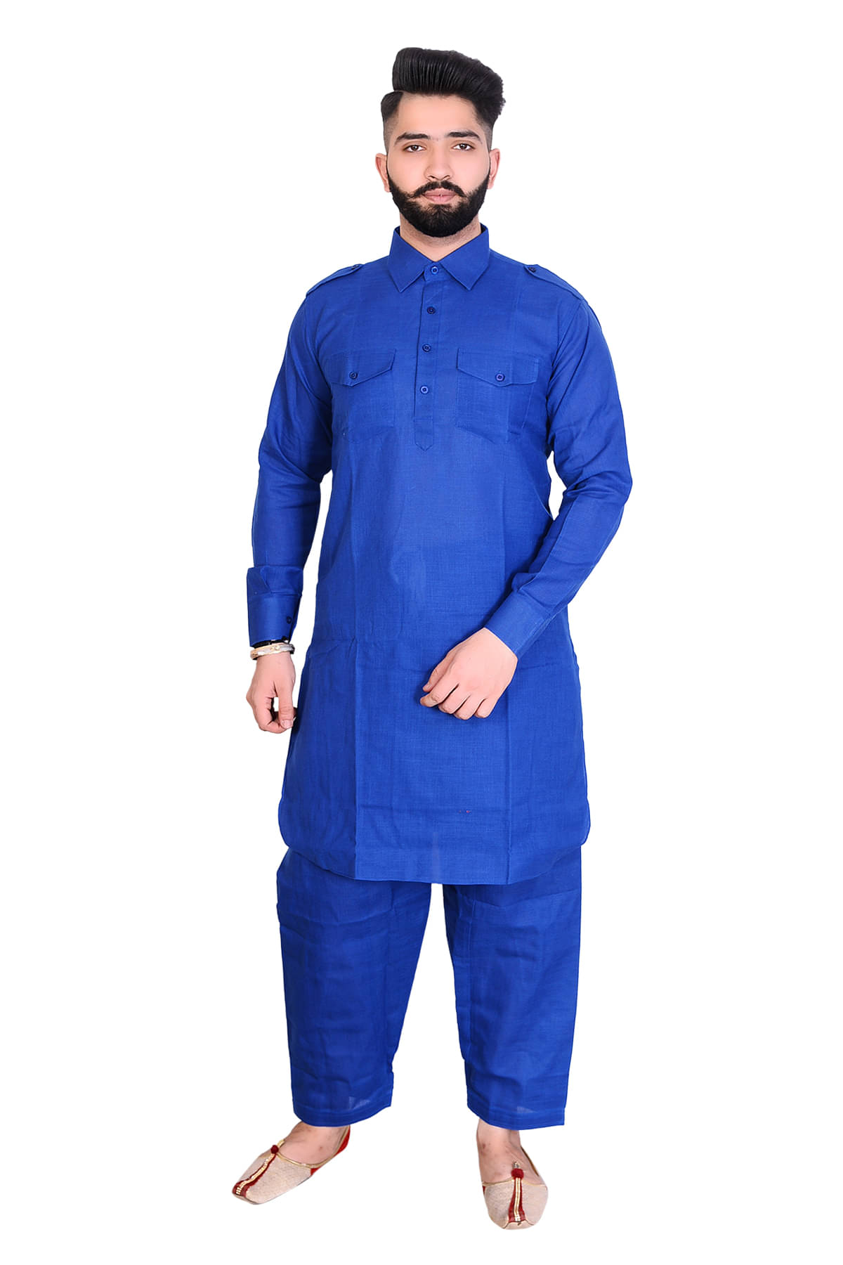     			SLKS India Craft Blue Cotton Blend Regular Fit Men's Pathani Suit ( Pack of 1 )