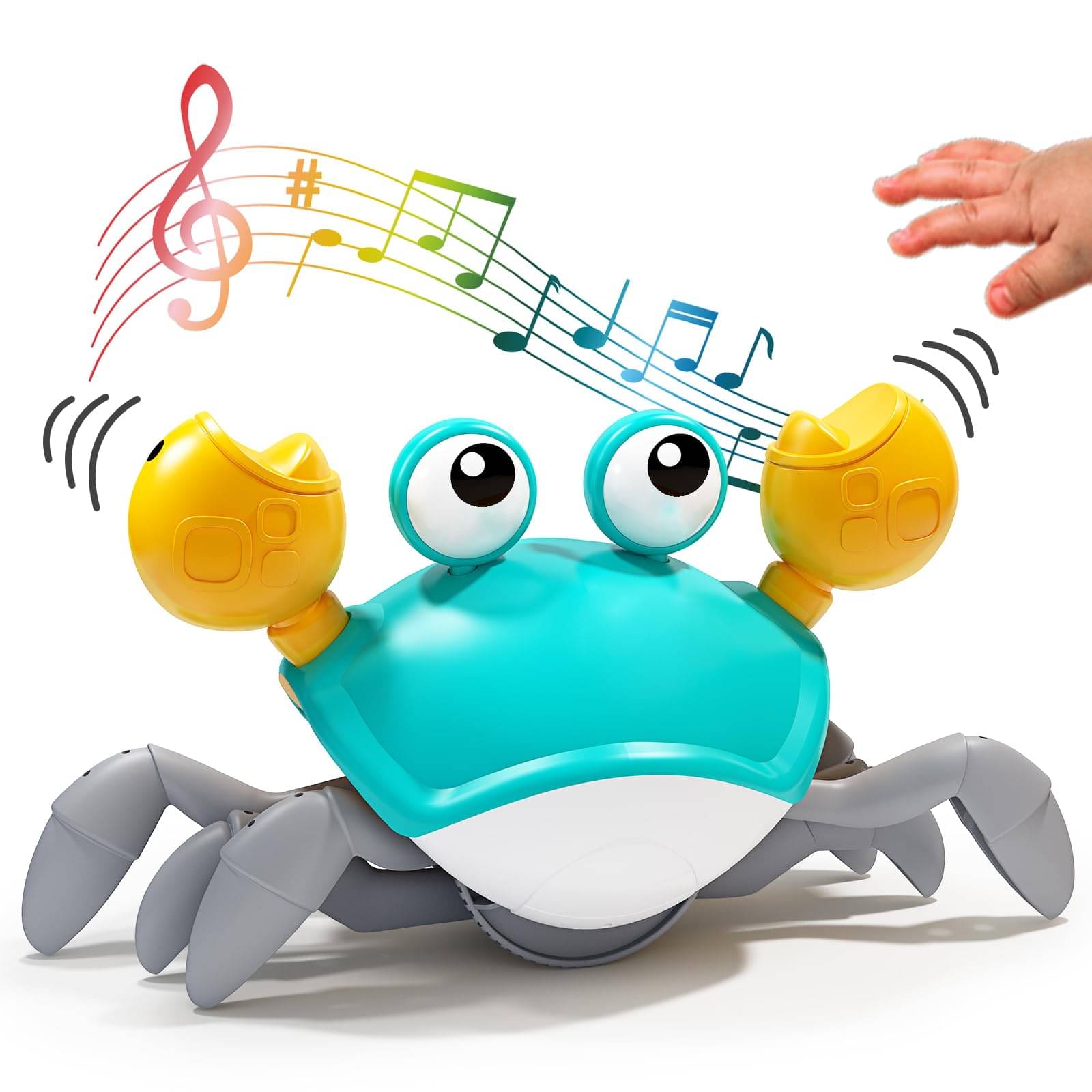 Smart Crawling Crab Toy with Light, Music & Obstacle Avoidance – Rechargeable Interactive Toy for Babies (3+ Months)     			Smart Crawling Crab Toy with Light, Music & Obstacle Avoidance – Rechargeable Interactive Toy for Babies (3+ Months)