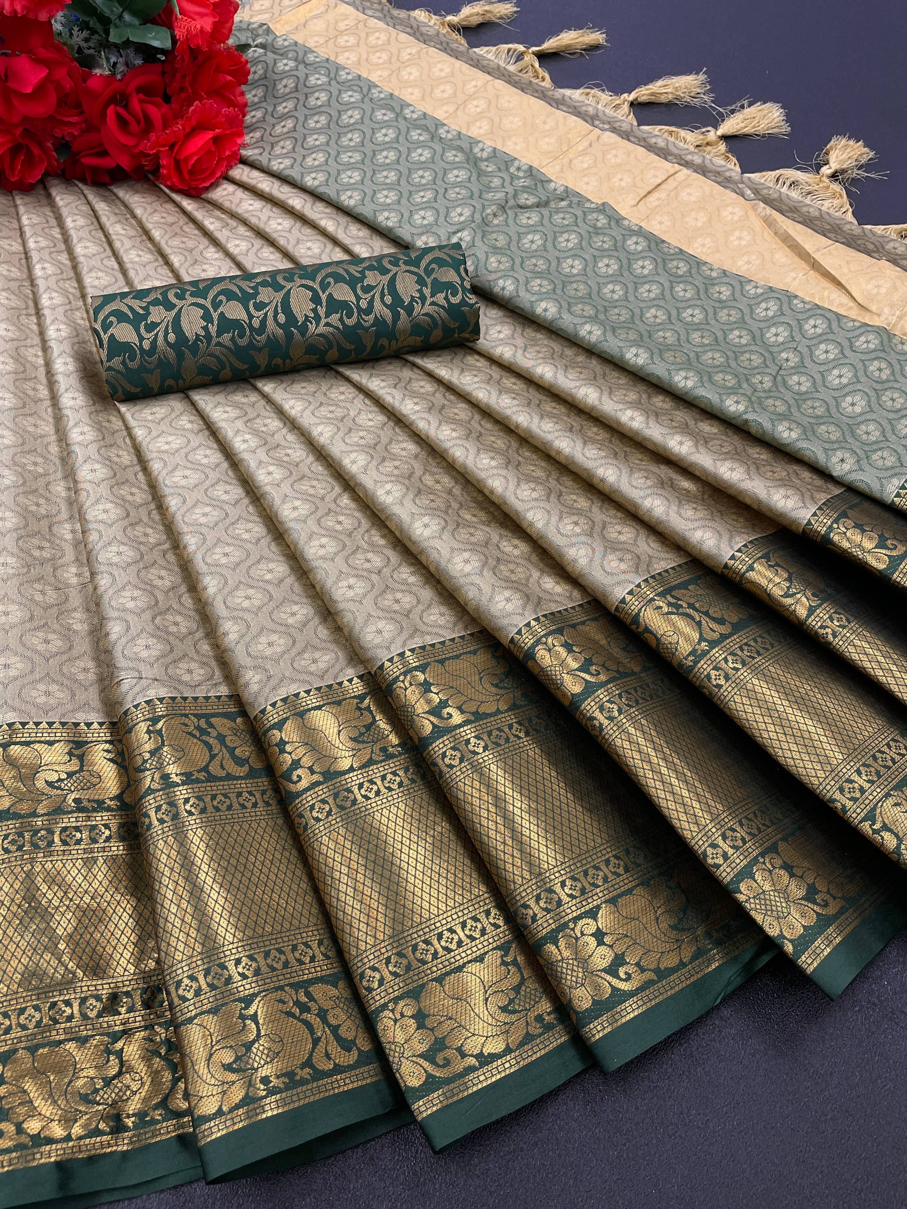 THE PRIVATE LABLE Cotton Printed Regular Saree With Unstitched Blouse Piece ( Grey ) THE PRIVATE LABLE Cotton Printed Regular Saree With Unstitched Blouse Piece ( Grey )