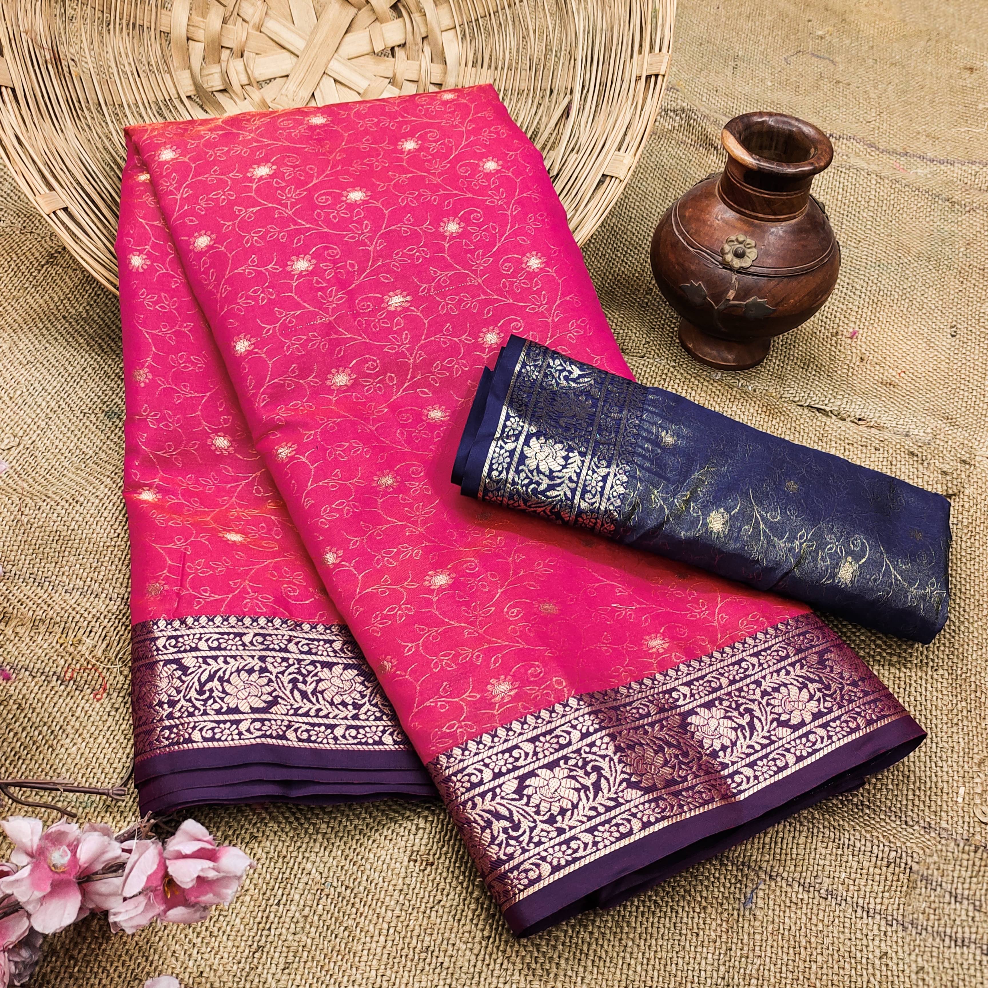 THE PRIVATE LABLE Cotton Silk Embroidered Regular Saree With Unstitched Blouse Piece ( Rani ) THE PRIVATE LABLE Cotton Silk Embroidered Regular Saree With Unstitched Blouse Piece ( Rani )