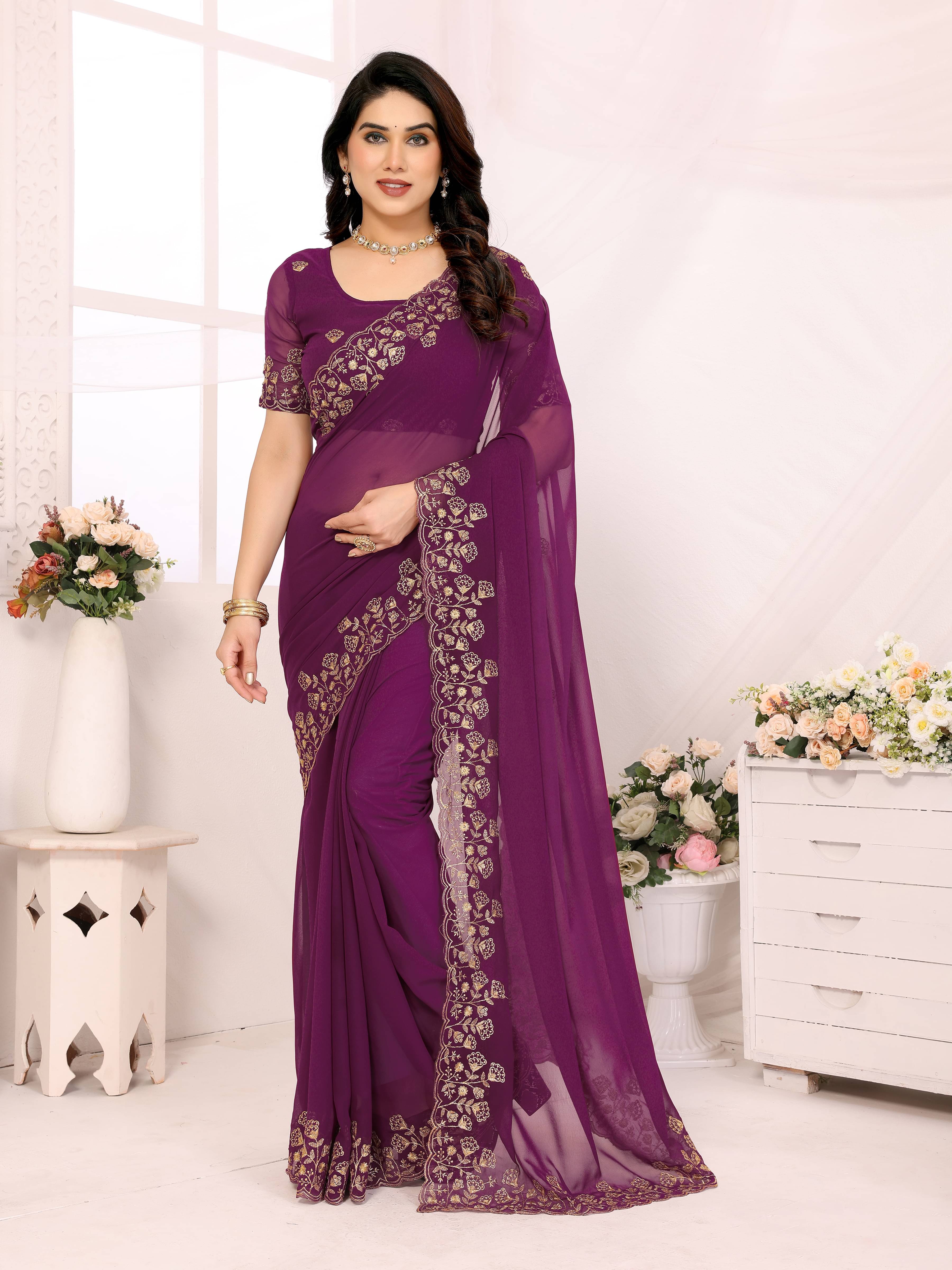 THE PRIVATE LABLE Georgette Embroidered Regular Saree With Unstitched Blouse Piece ( Multicolor 3 ) THE PRIVATE LABLE Georgette Embroidered Regular Saree With Unstitched Blouse Piece ( Multicolor 3 )